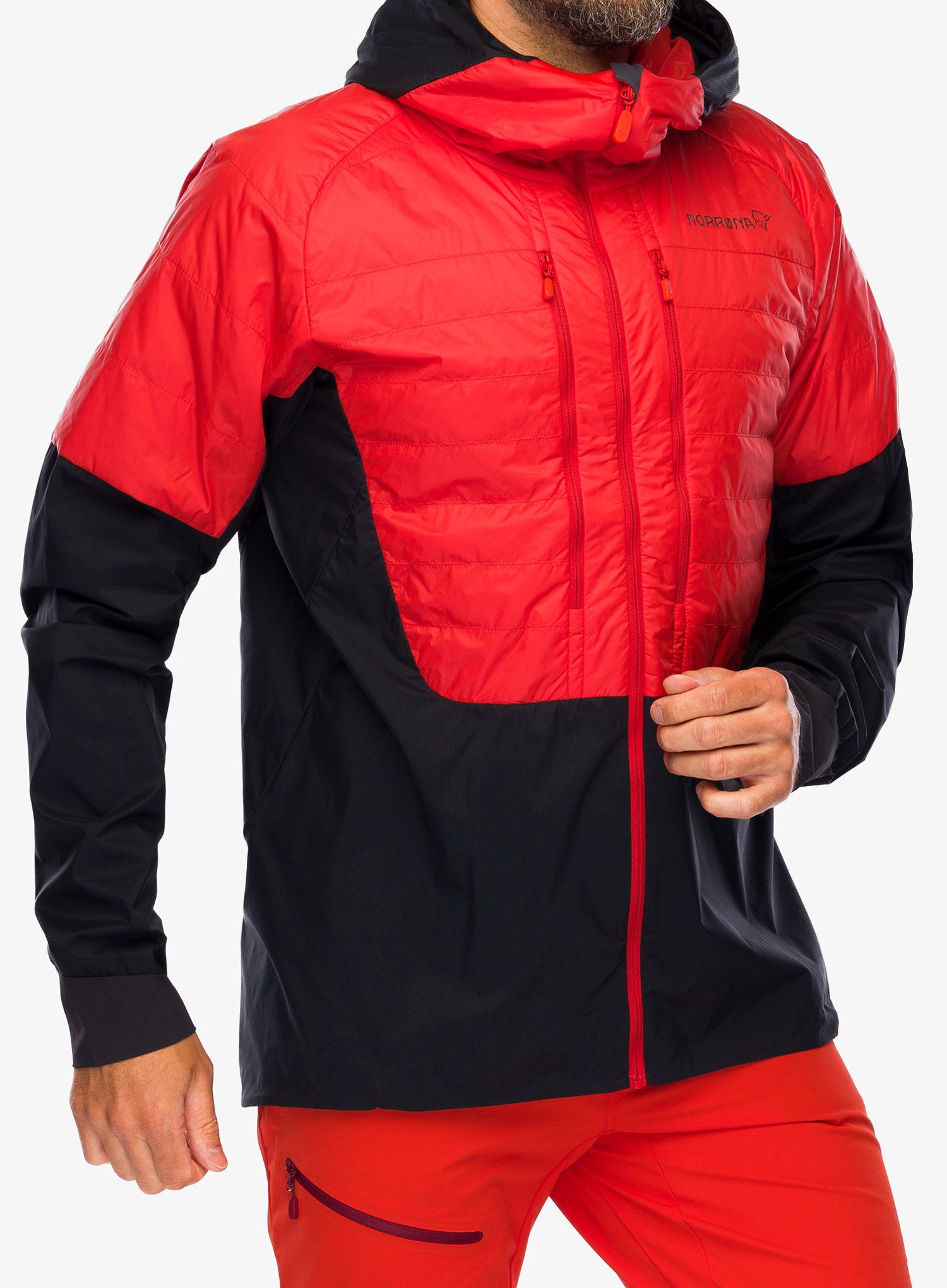 Hybridná bunda Norrona Lyngen Aero80 Insulated Zip Hood - arednalin/caviar