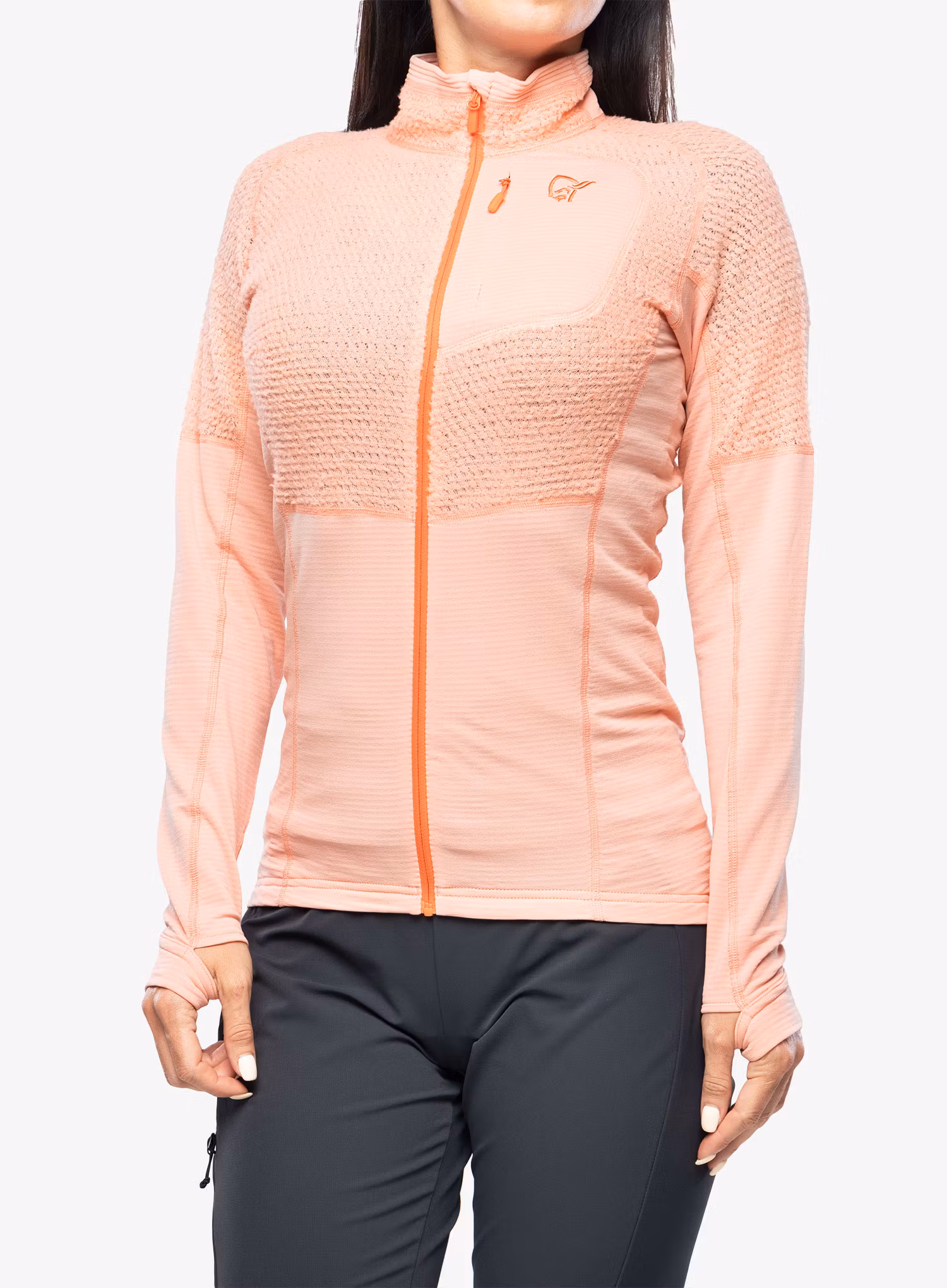 Flísová mikina dámska Norrona Lyngen Alpha90 Jacket - peach amber
