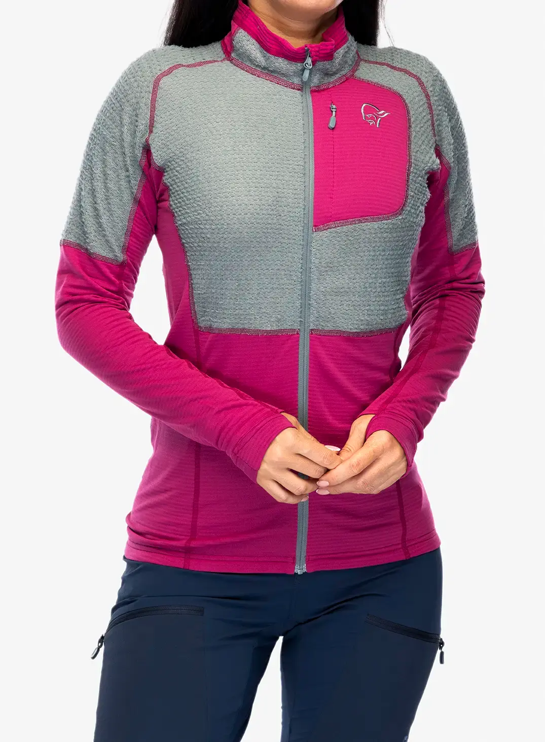 Flísová mikina dámska Norrona Lyngen Alpha90 Jacket - festival fuchsia