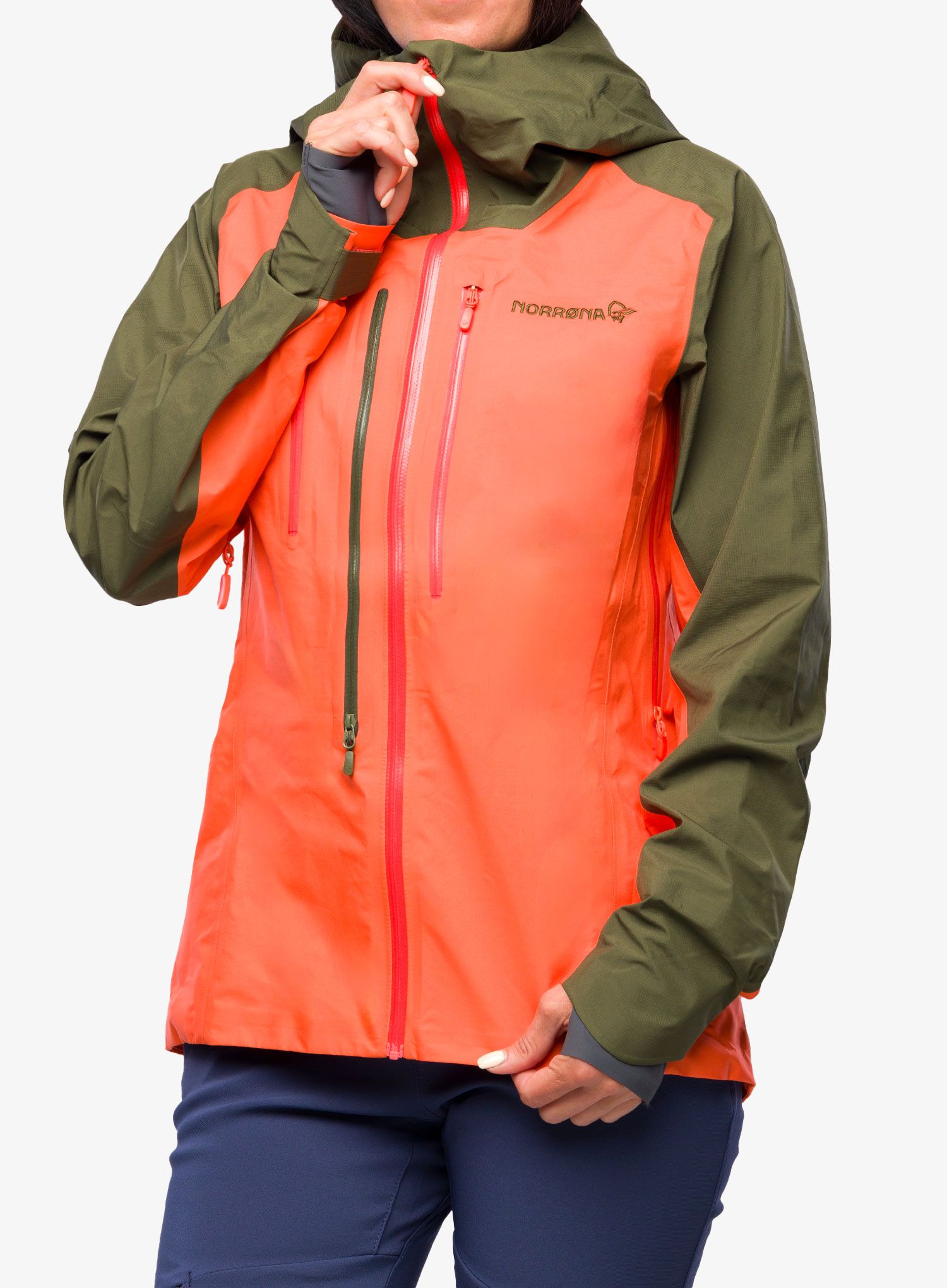 Nepremokavá bunda dámska Norrona Lyngen Gore-Tex Jacket - olive night/orange alert