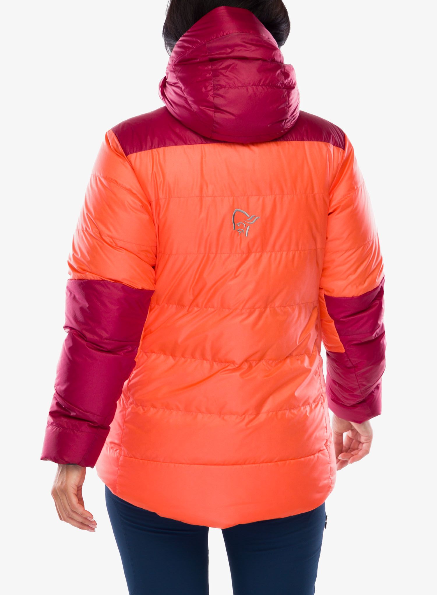 Bunda páperová dámska Norrona Trollveggen Down800 Hood - orange alert