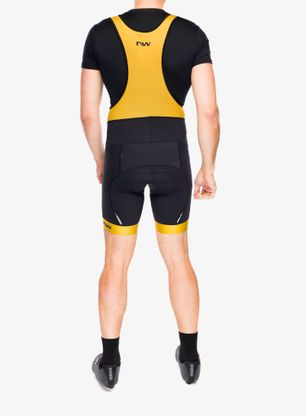 Cyklo šortky Northwave Force Evo Bibshort - black/ochre