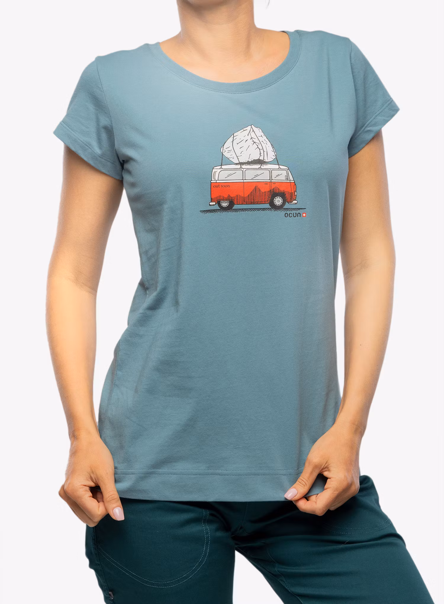 Bavlnené tričko dámske Ocun Classic T Bus-Stone - blue hydro