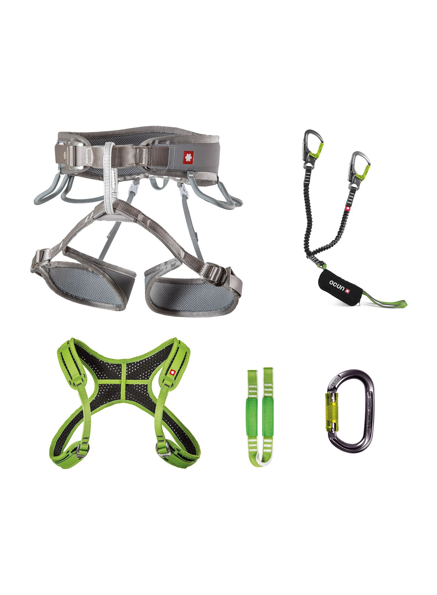 Ferratový set Ocun Via Ferrata Twist + Chest Set - grey silver/green