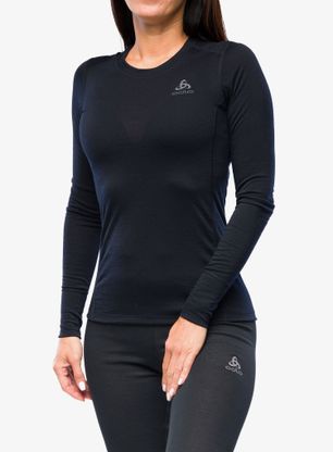Funkčné tričko dámske Odlo Merino 200 BL Top Crew Neck LS - black