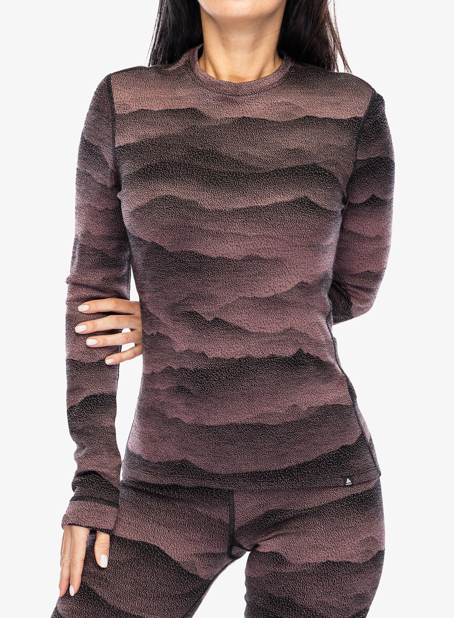 Funkčné tričko dámske Odlo Merino Ridgelines BL Top Crew Neck LS - fudge/black