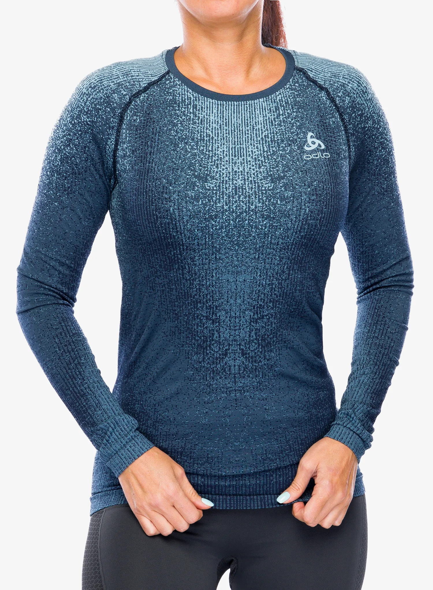 Funkčné tričko dámske Odlo Performance Warm Blackcomb BL Top Crew Neck LS - provincial blue
