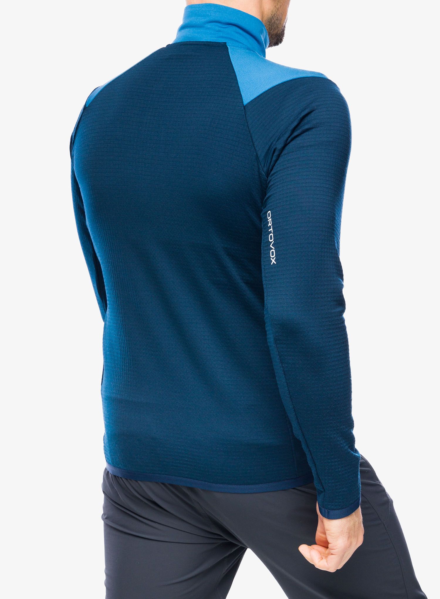 Mikina na zips Ortovox Fleece Grid Jacket - mountain blue