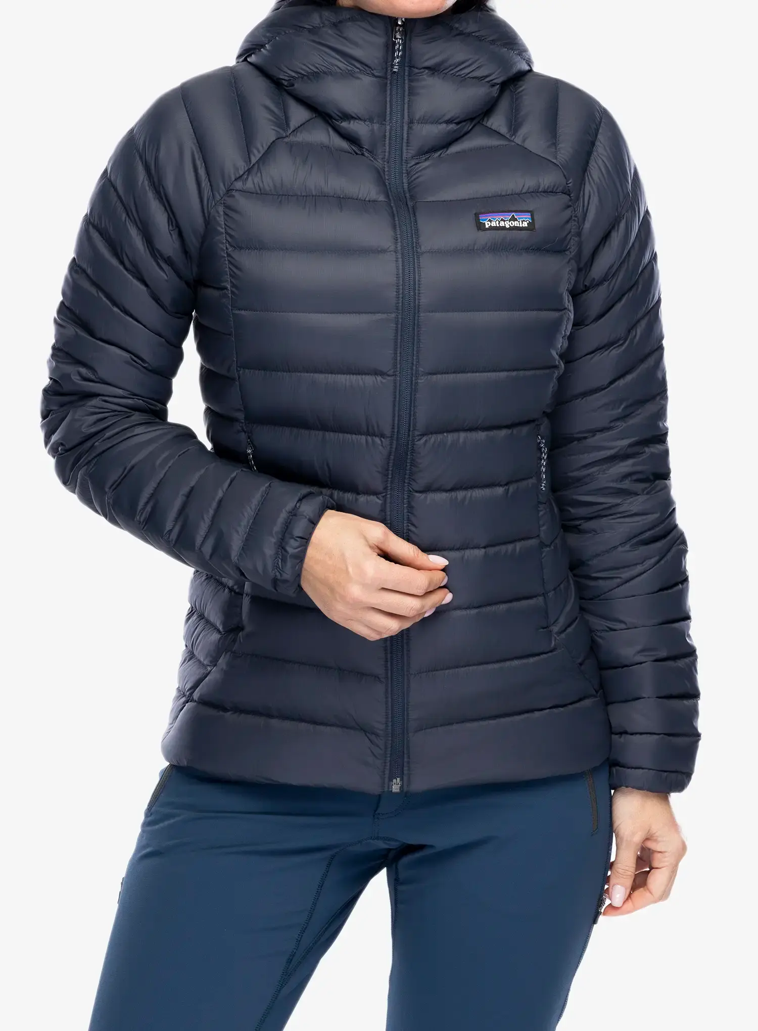 Bunda páperová dámska Patagonia Down Sweater Hoody - smolder blue