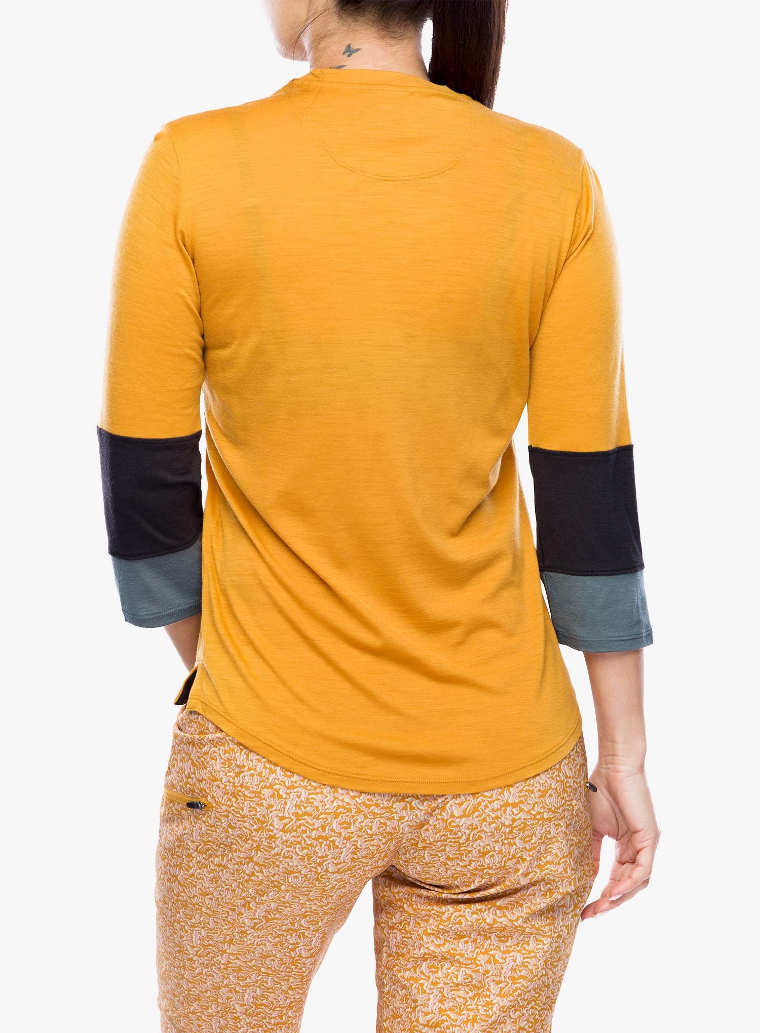 Dámske cyklistické tričko Patagonia Merino 3/4 Sleeve Bike Jersey - golden
