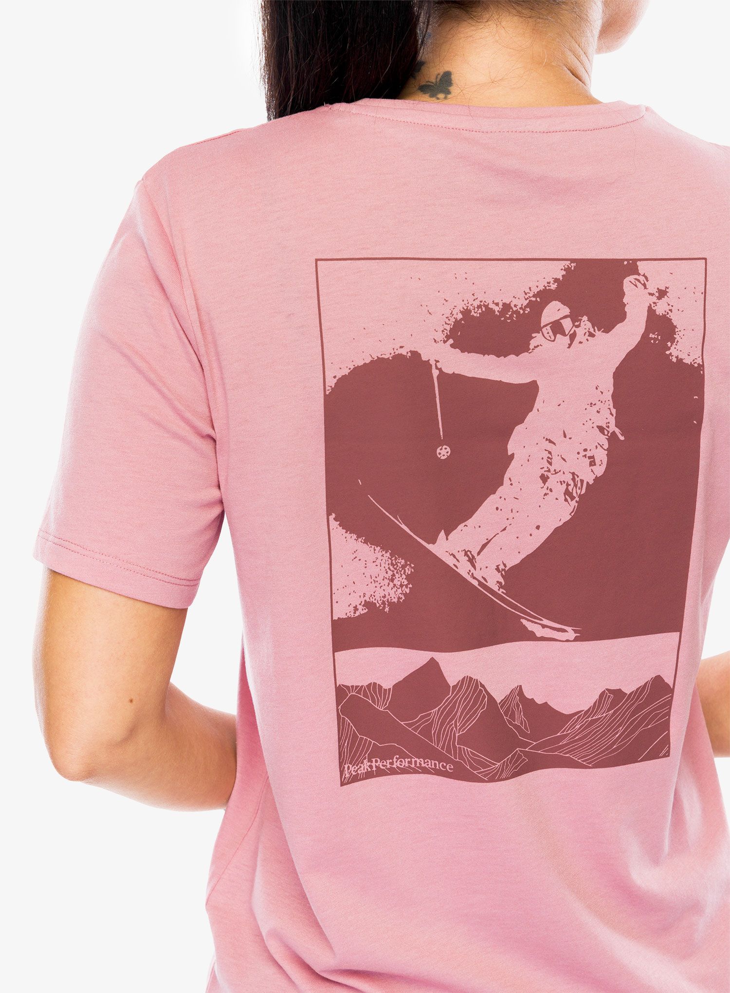 Tričko s potlačou dámske Peak Performance Explore Graphic Tee - bitter root