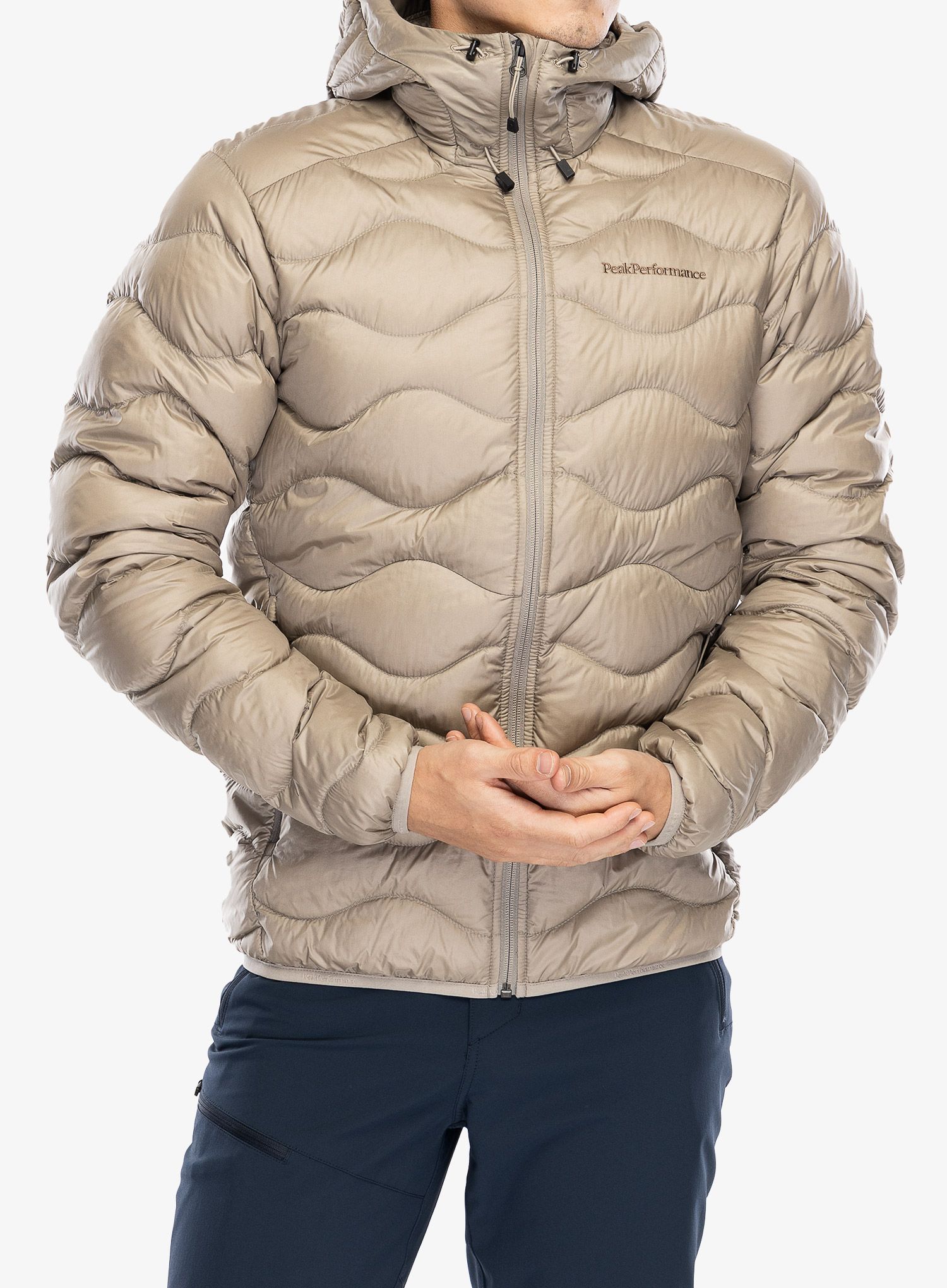 Páperová bunda Peak Performance Helium Down Hood Jacket - avid beige