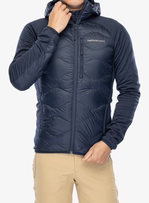 Hybridná bunda Peak Performance Helium Down Hybrid Hood - blue shadow