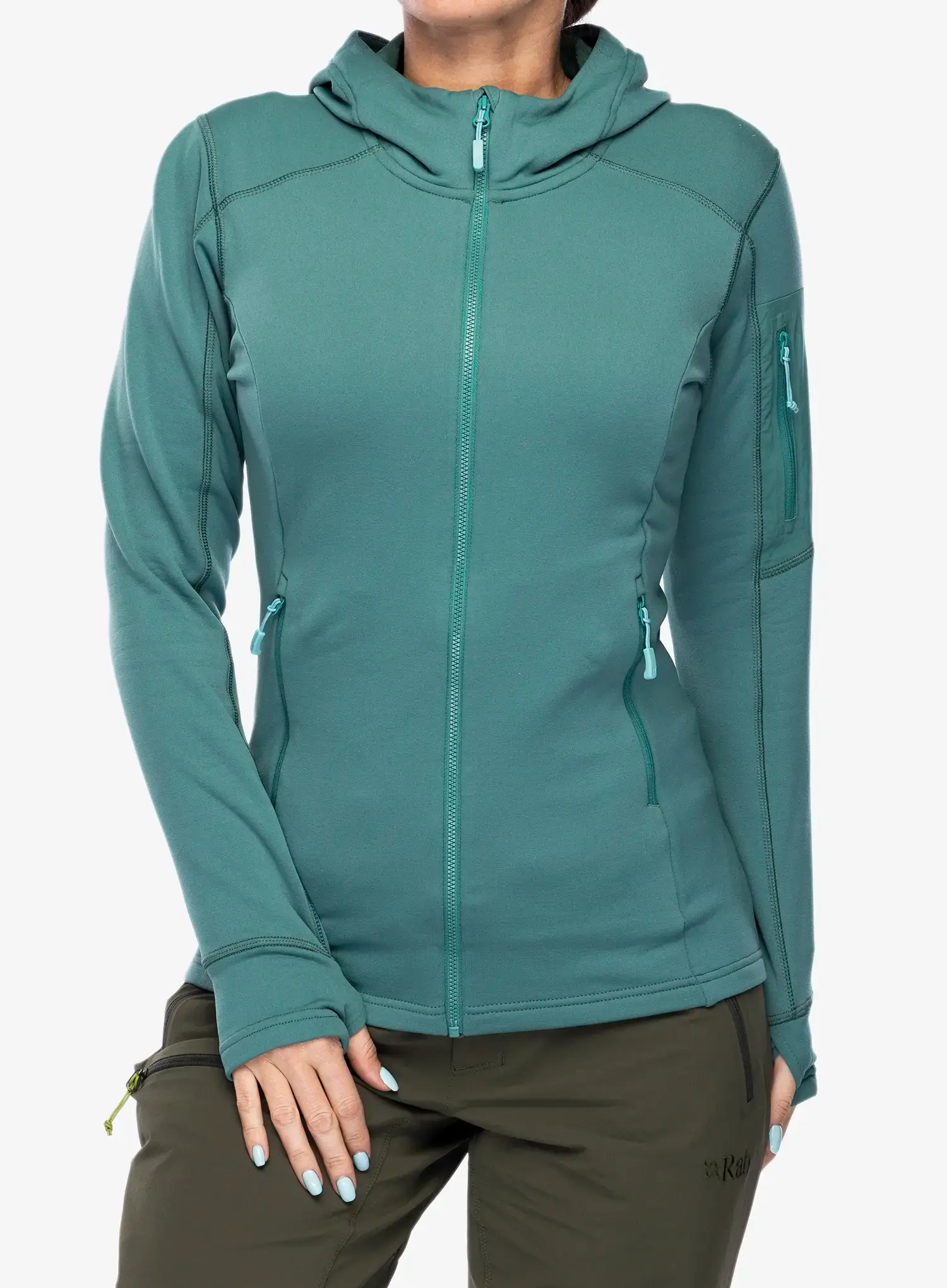 Flísová mikina dámska Rab Modulus Hoody - eucalyptus