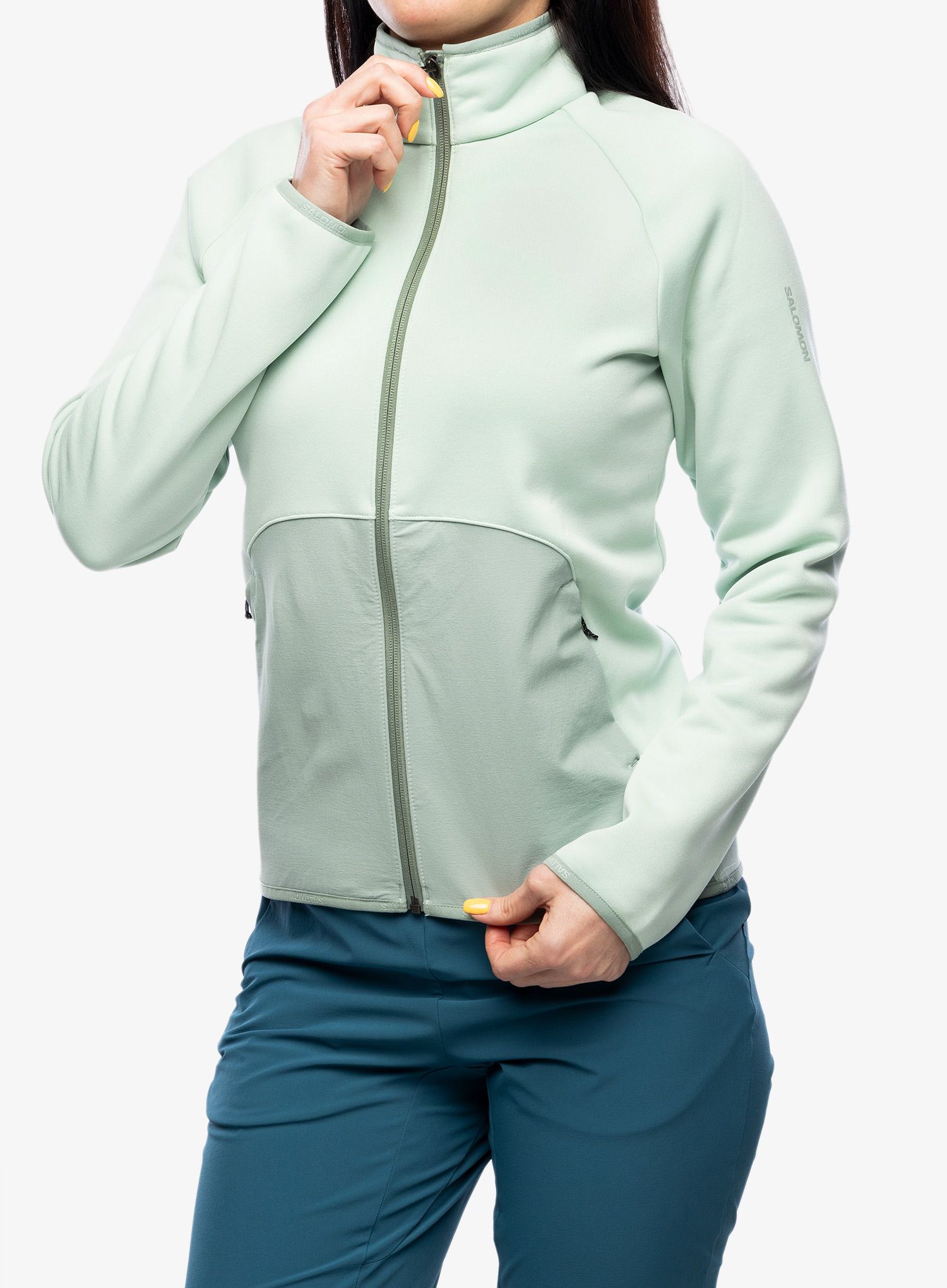 Dámska mikina na zips Salomon Essential Warm Fz Mid - aqua/iceberg