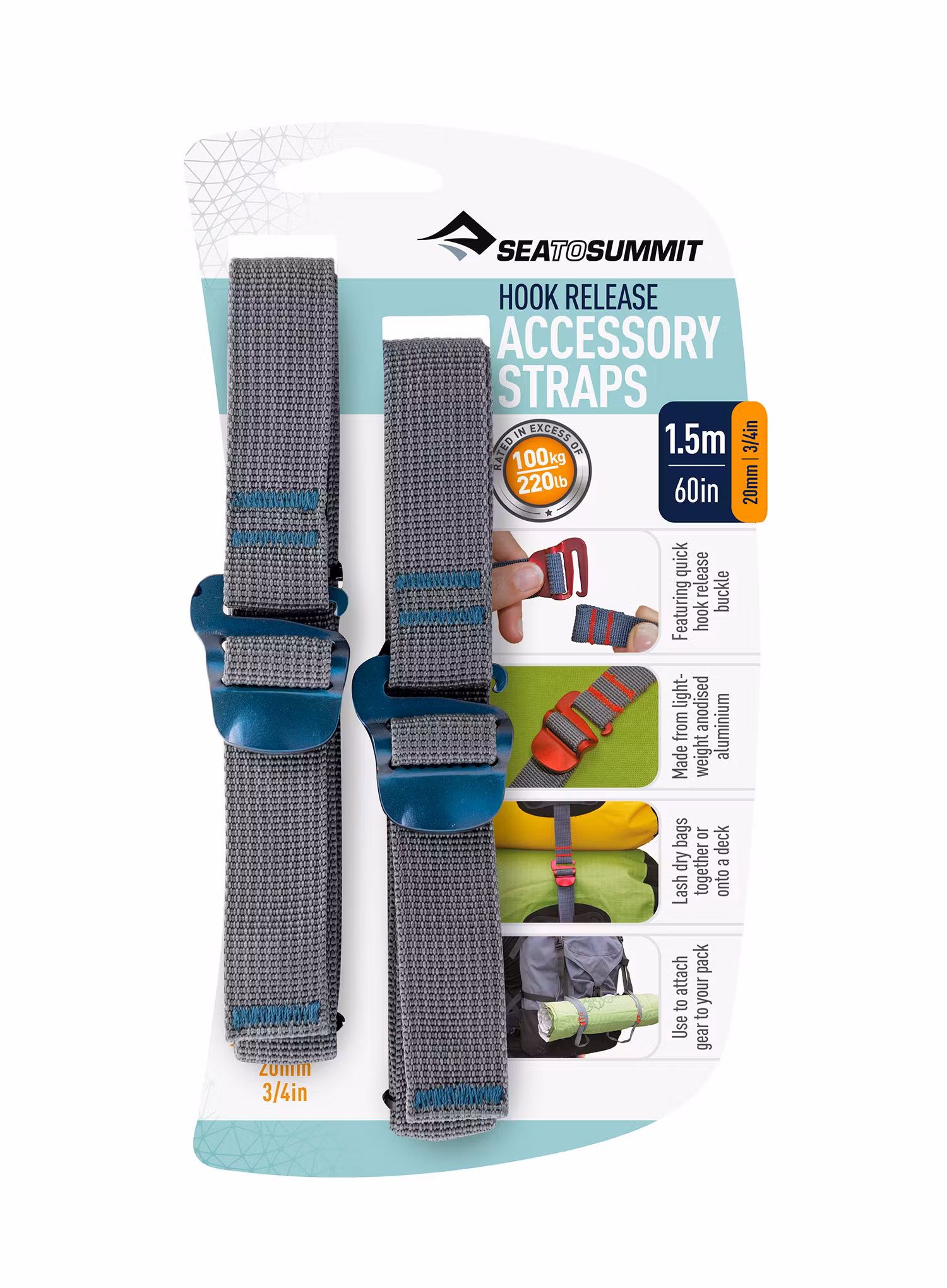 Popruhy Sea To Summit ACCESORY STRAPS 20 mm/1.5 m haczyk