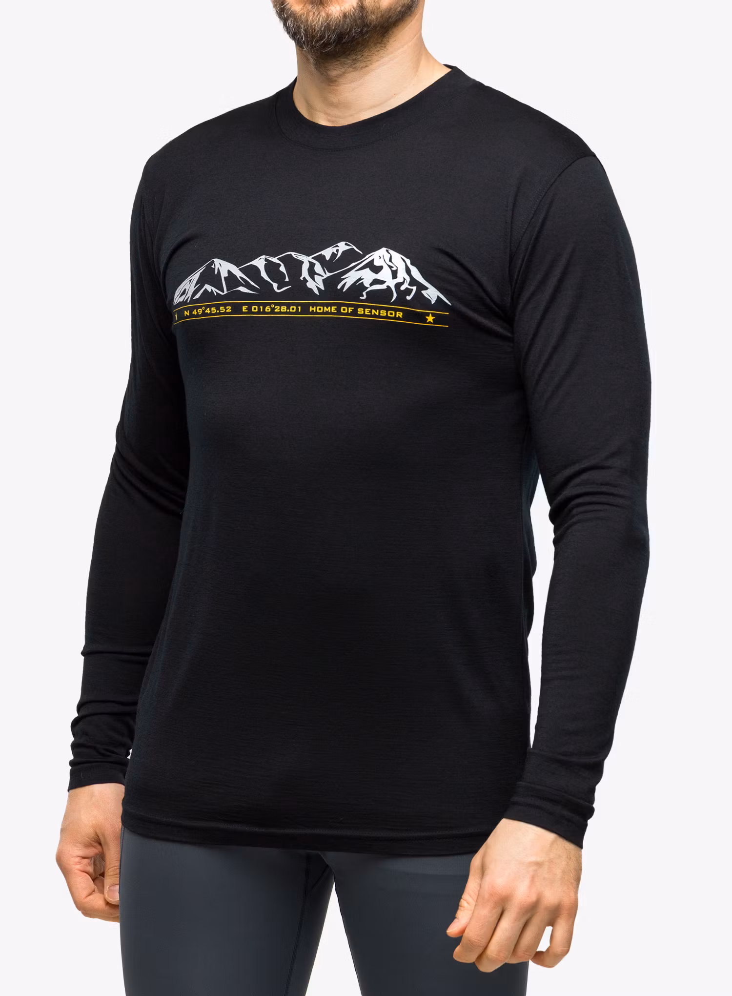 Mikina Sensor Merino Active PT Tee L/S - black mountains
