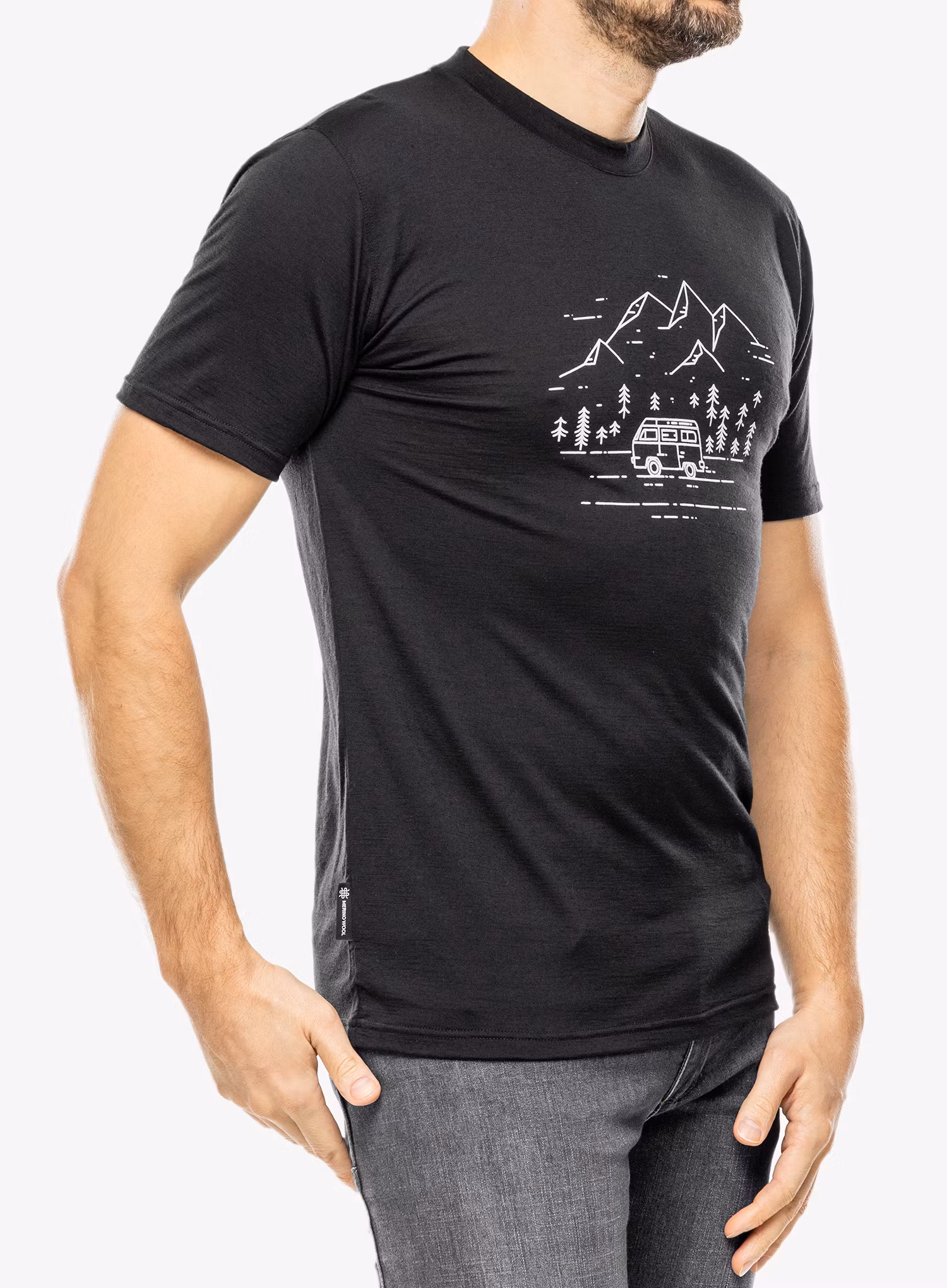 Tričko s potlačou Sensor Merino Active PT Tee S/S - black van life