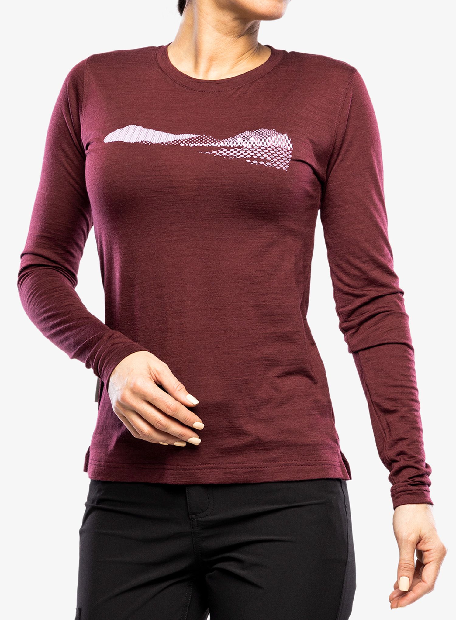 Mikina Sensor Merino Air PT Tee LS Hills - port red