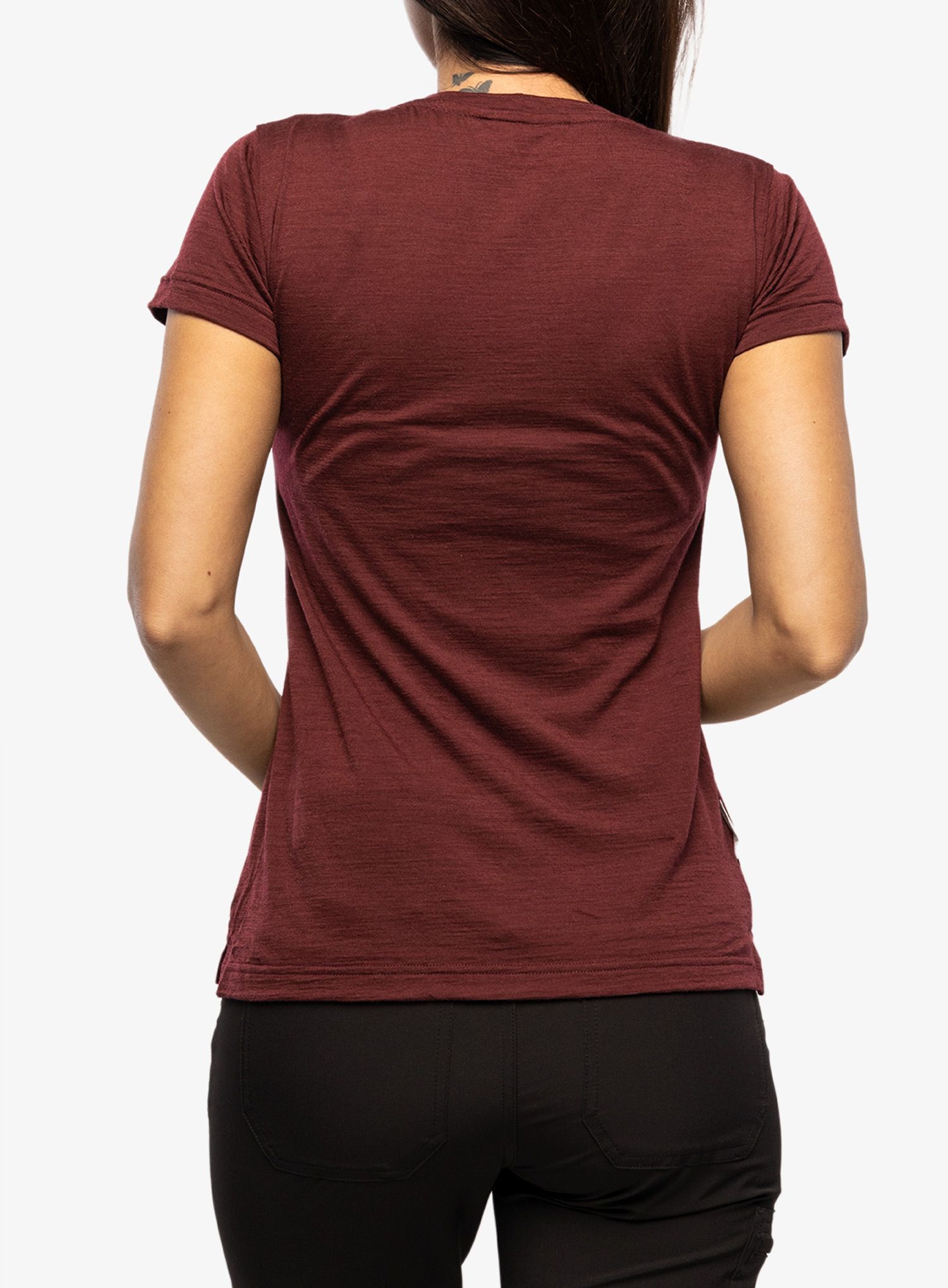 Dámske tričko s potlačou Sensor Merino Air PT Tee SS Hills - port red