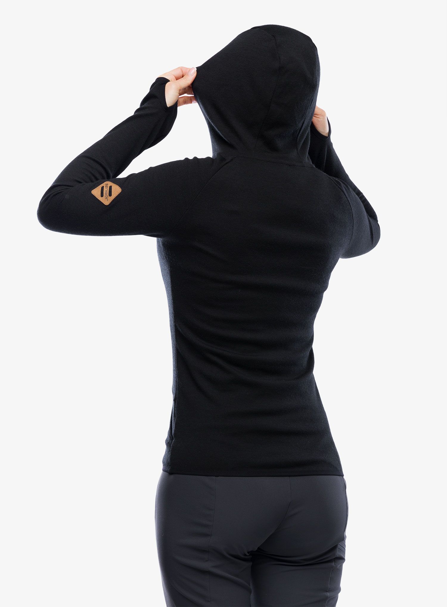 Mikina Sensor Merino Upper Fleece Hooded - black mountains