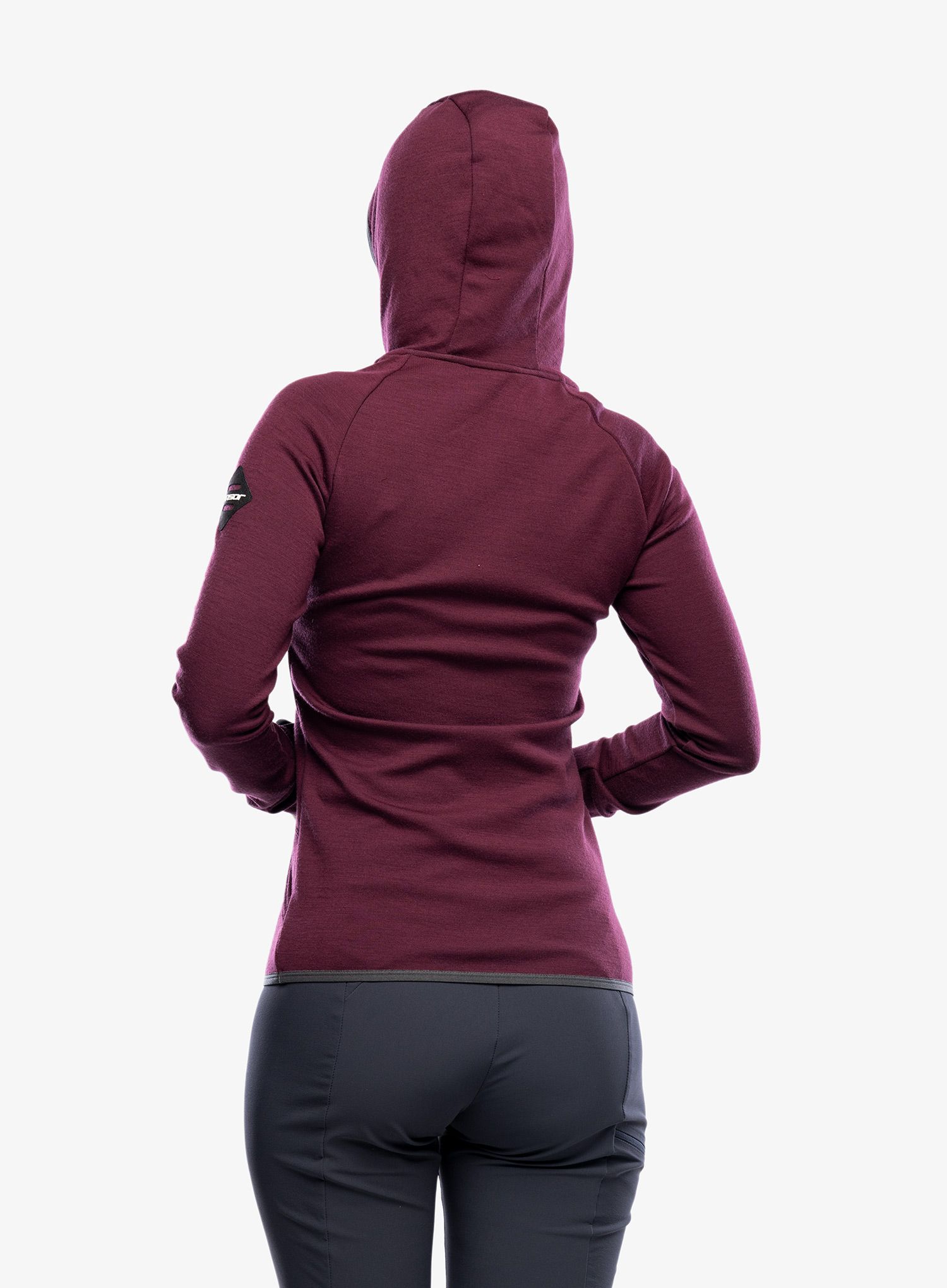Dámska mikina s kapucňou Sensor Merino Up Fleece Hooded - port red fox