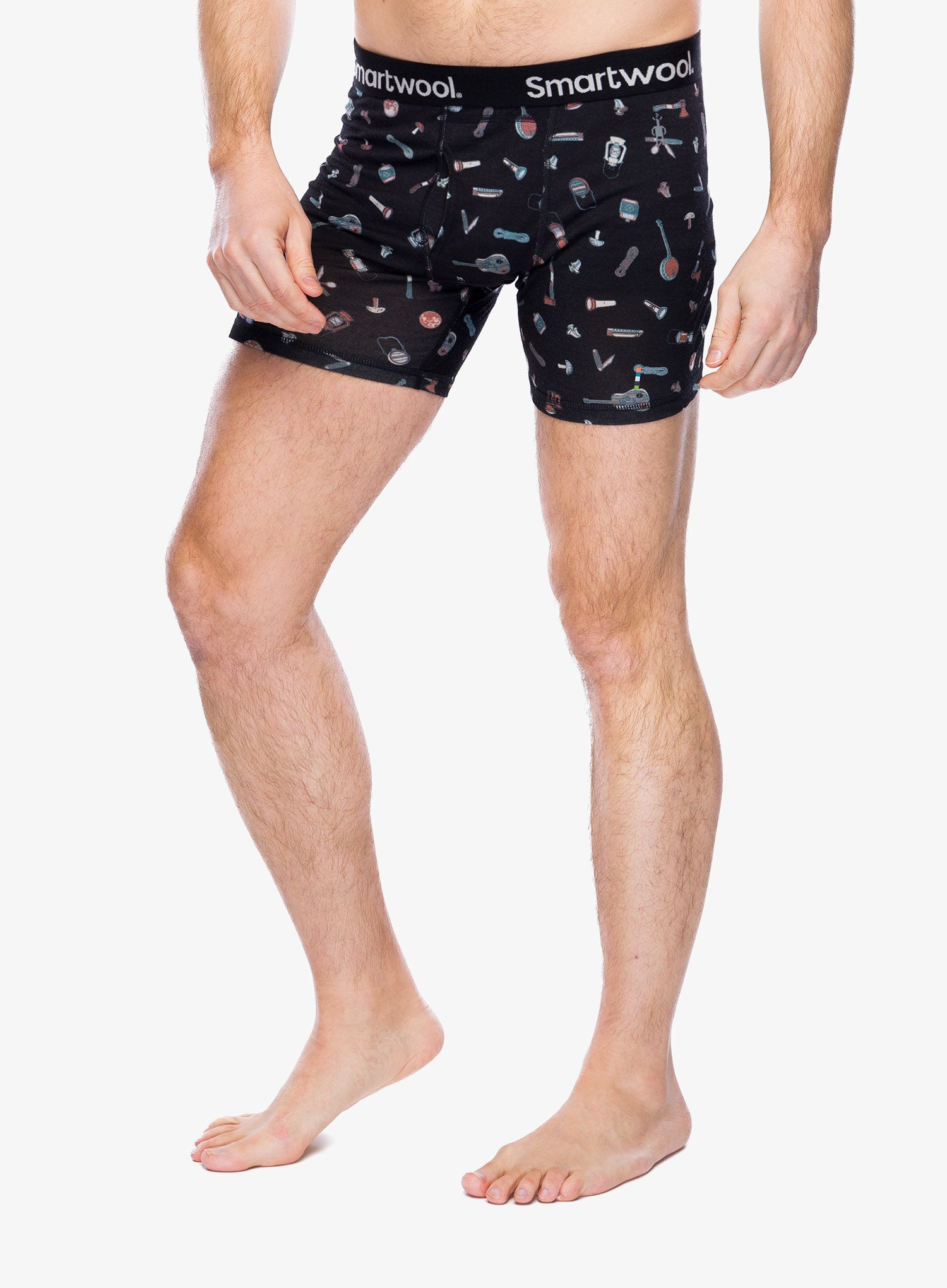 Boxerky Smartwool Merino Print Boxer Brief Boxed - black gone camping