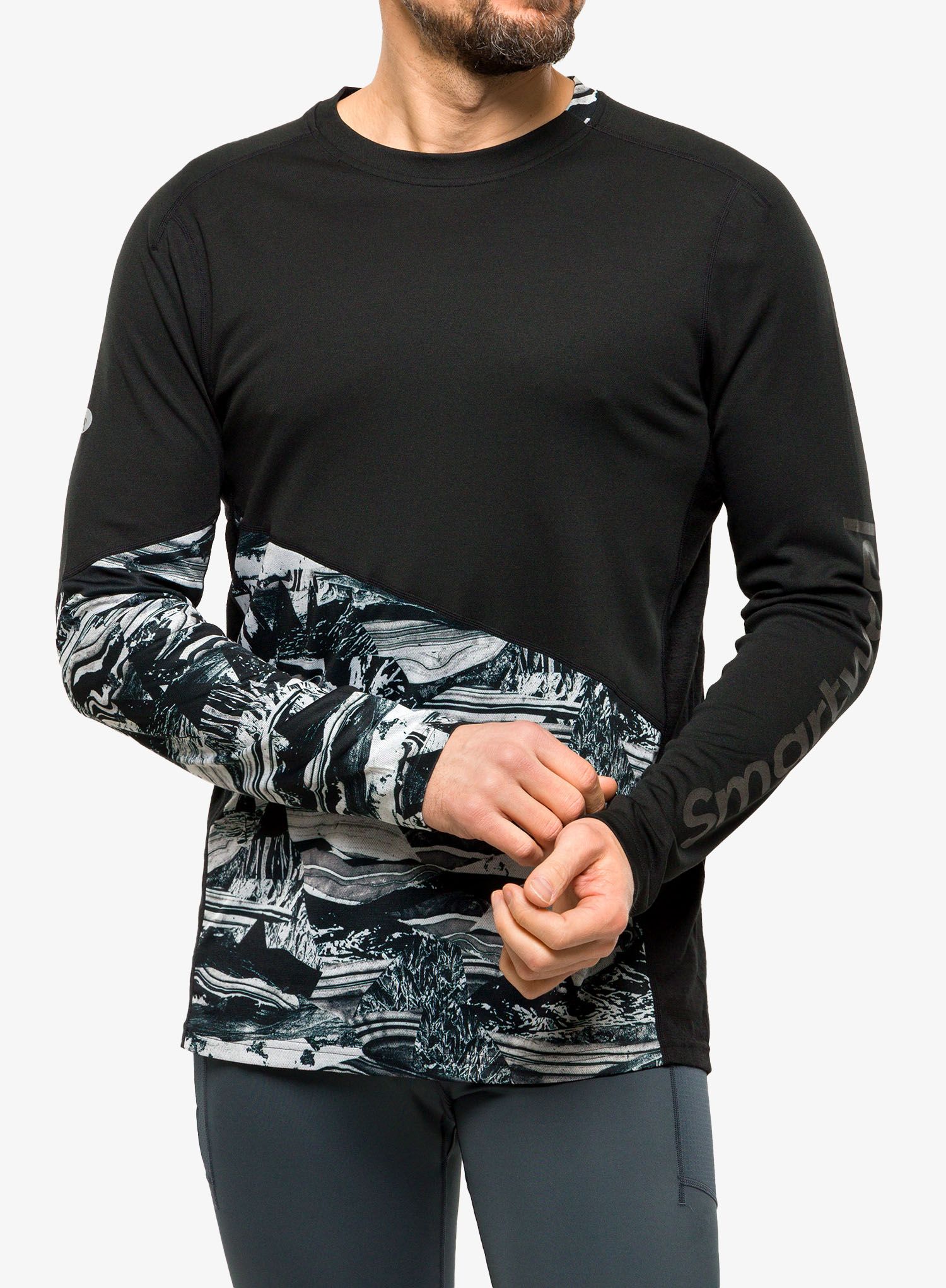 Cyklistická mikina Smartwool Mountain Bike LS Jersey - black marble giants