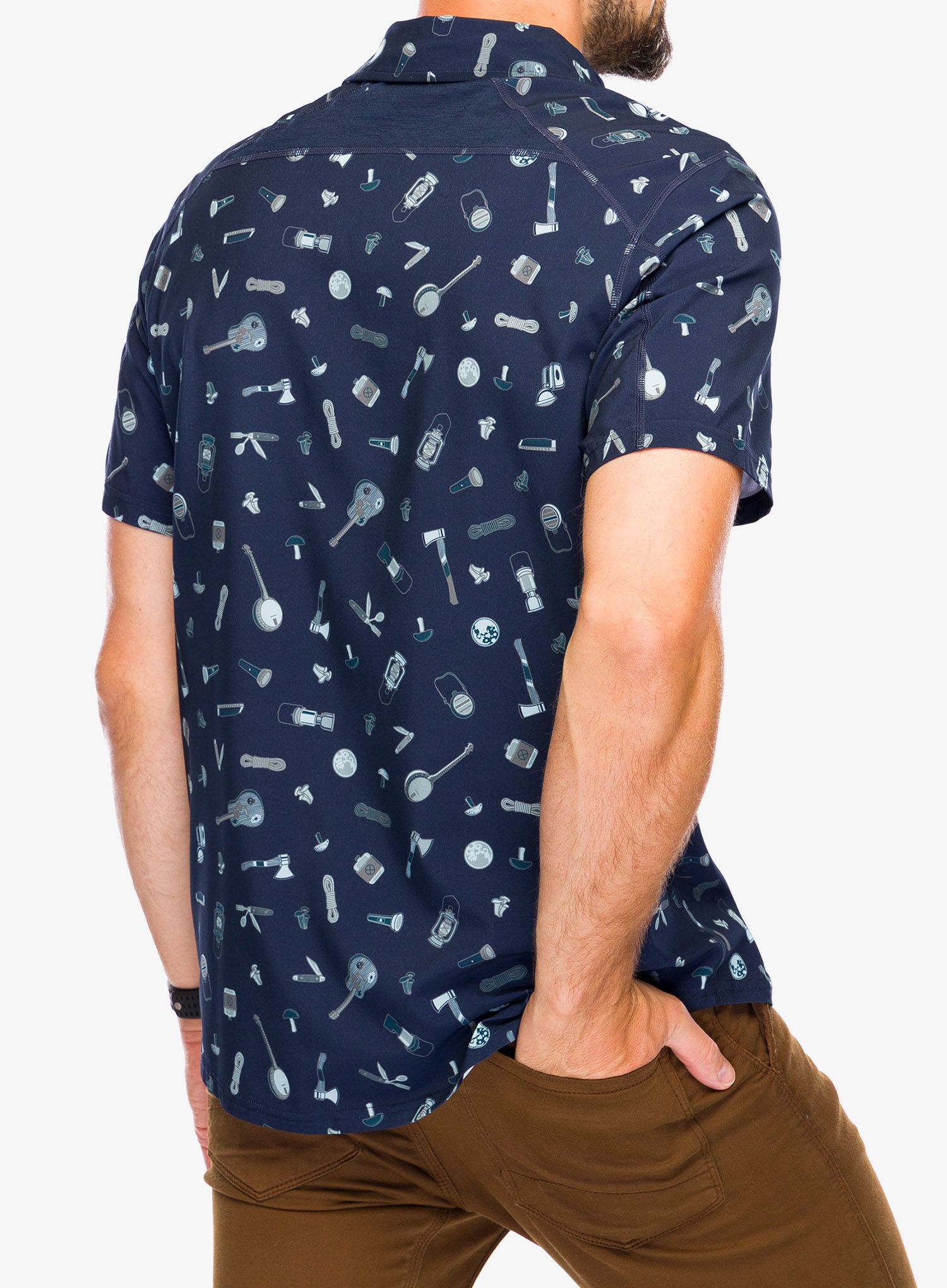 Košeľa Smartwool Printed Short Sleeve Button Down - deep navy