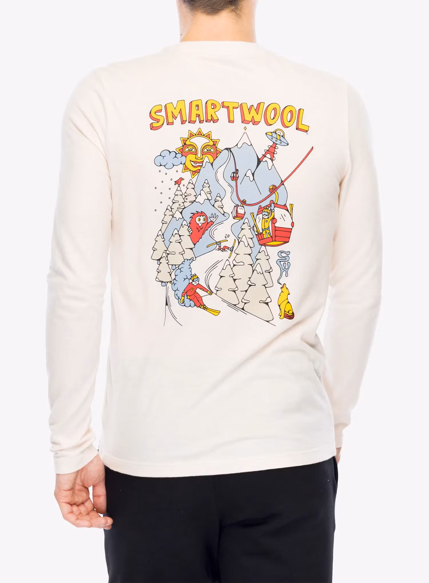 Mikina bez kapucne Smartwool Ski Circus Graphic Long Sleeve Tee Slim Fit - almond