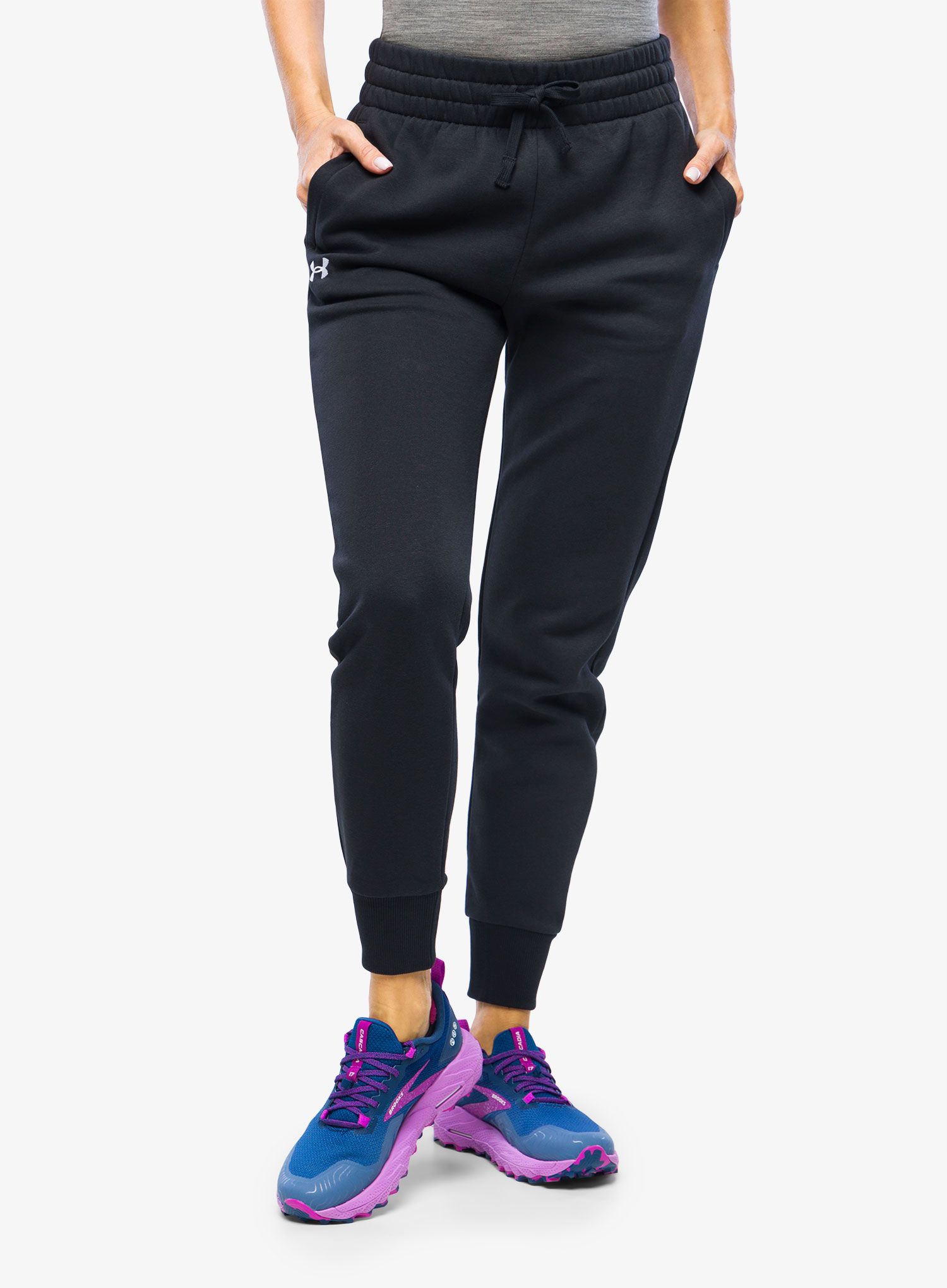 Dámske nohavice Under Armour Rival Fleece Joggers - black/white