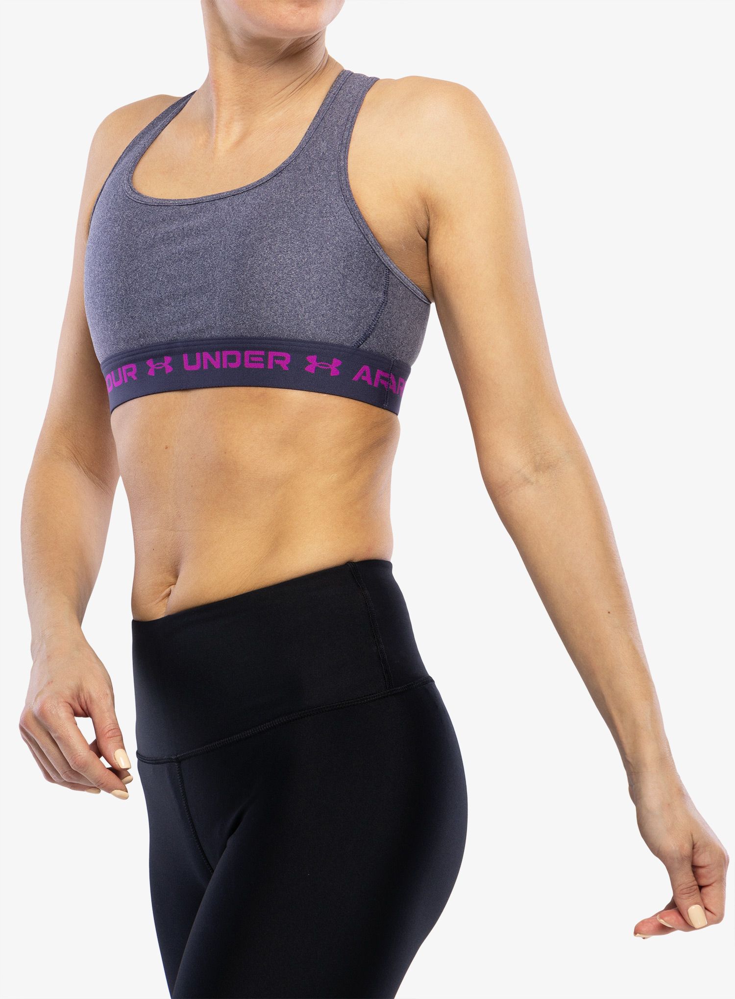 Športová podprsenka Under Armour Crossback Mid Heather Bra - tempered steel lt/strobe