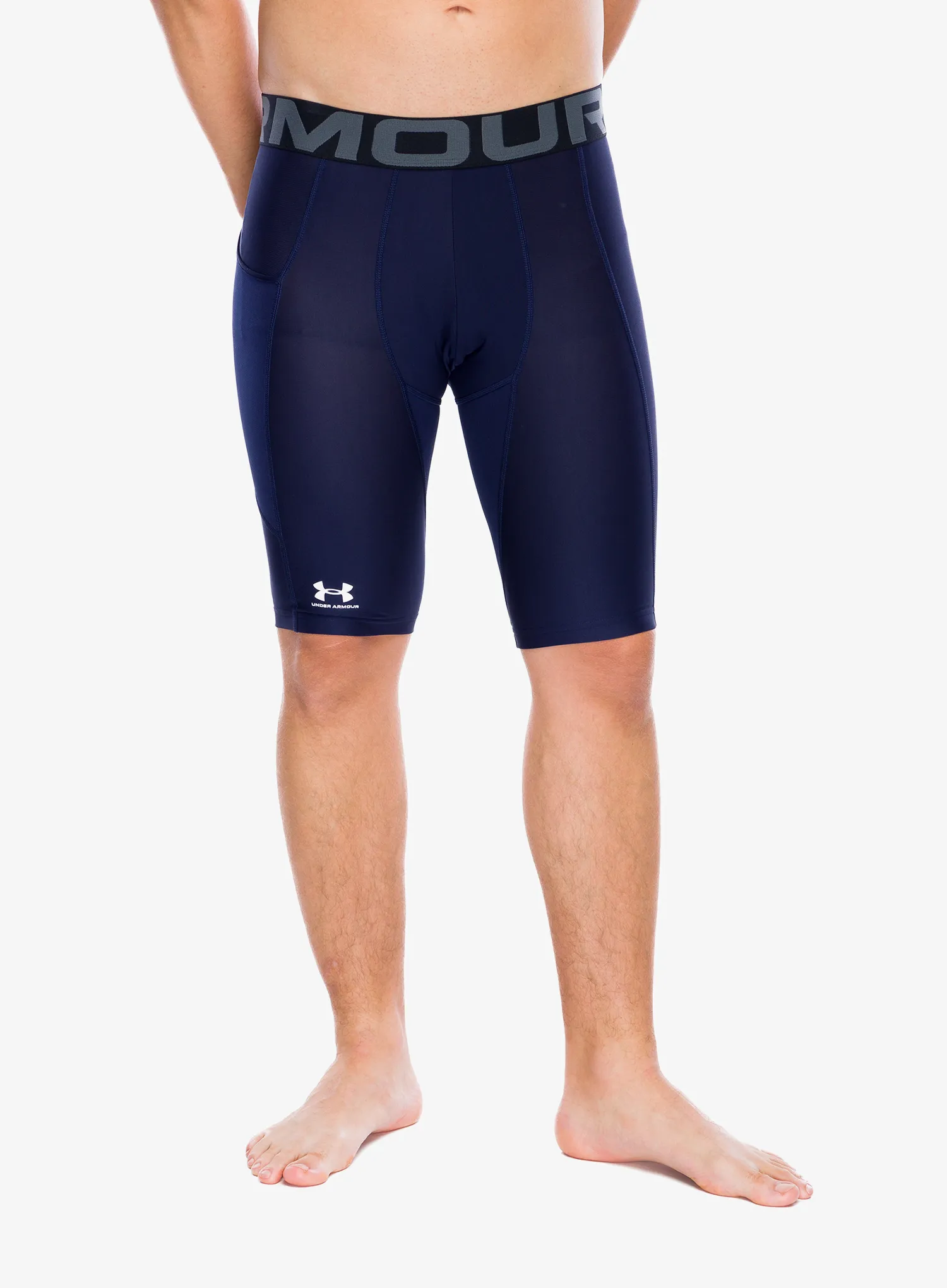 Športové kraťasy Under Armour HeatGear Pocket Long Shorts - midnight navy/white
