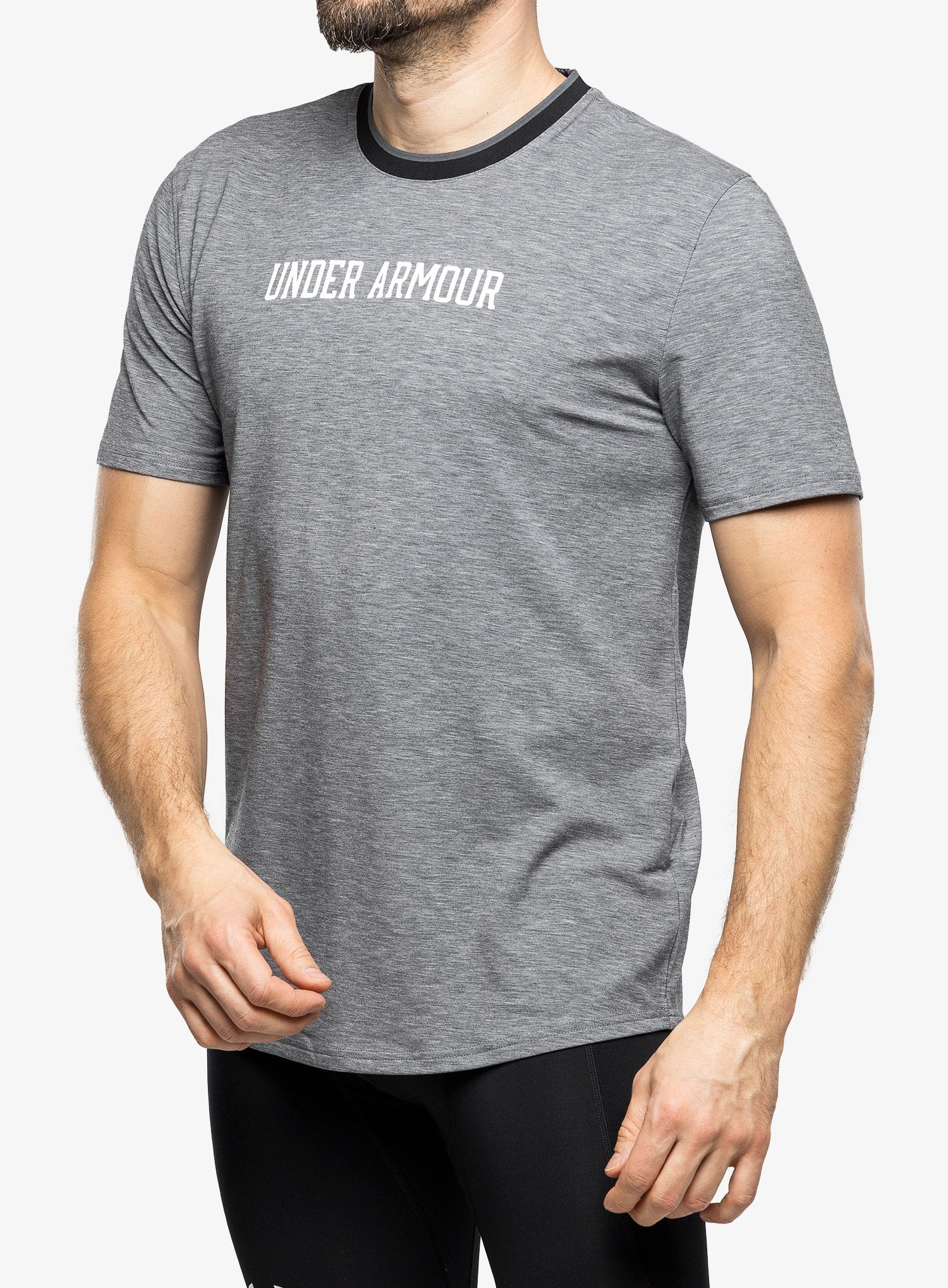 Tréningové tričko Under Armour Recover S/S - black full heather/white