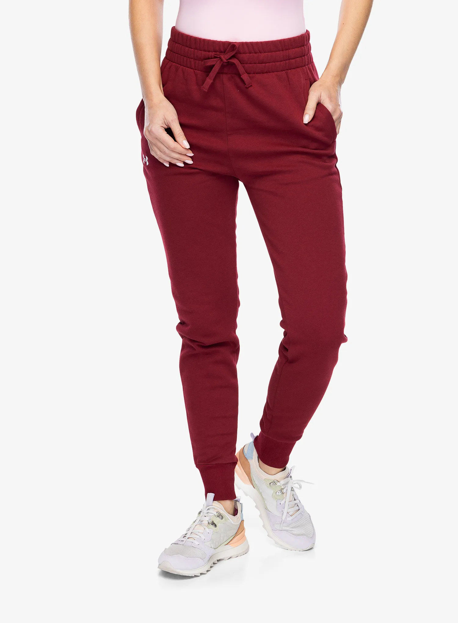 Dámske nohavice Under Armour Rival Fleece Joggers - cardinal/white