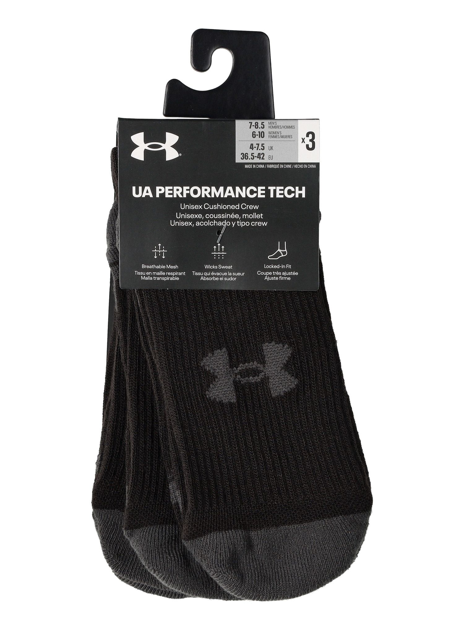 Ponožky Under Armour UA Performance Tech 3-Pack Crew - black/black/jet gray