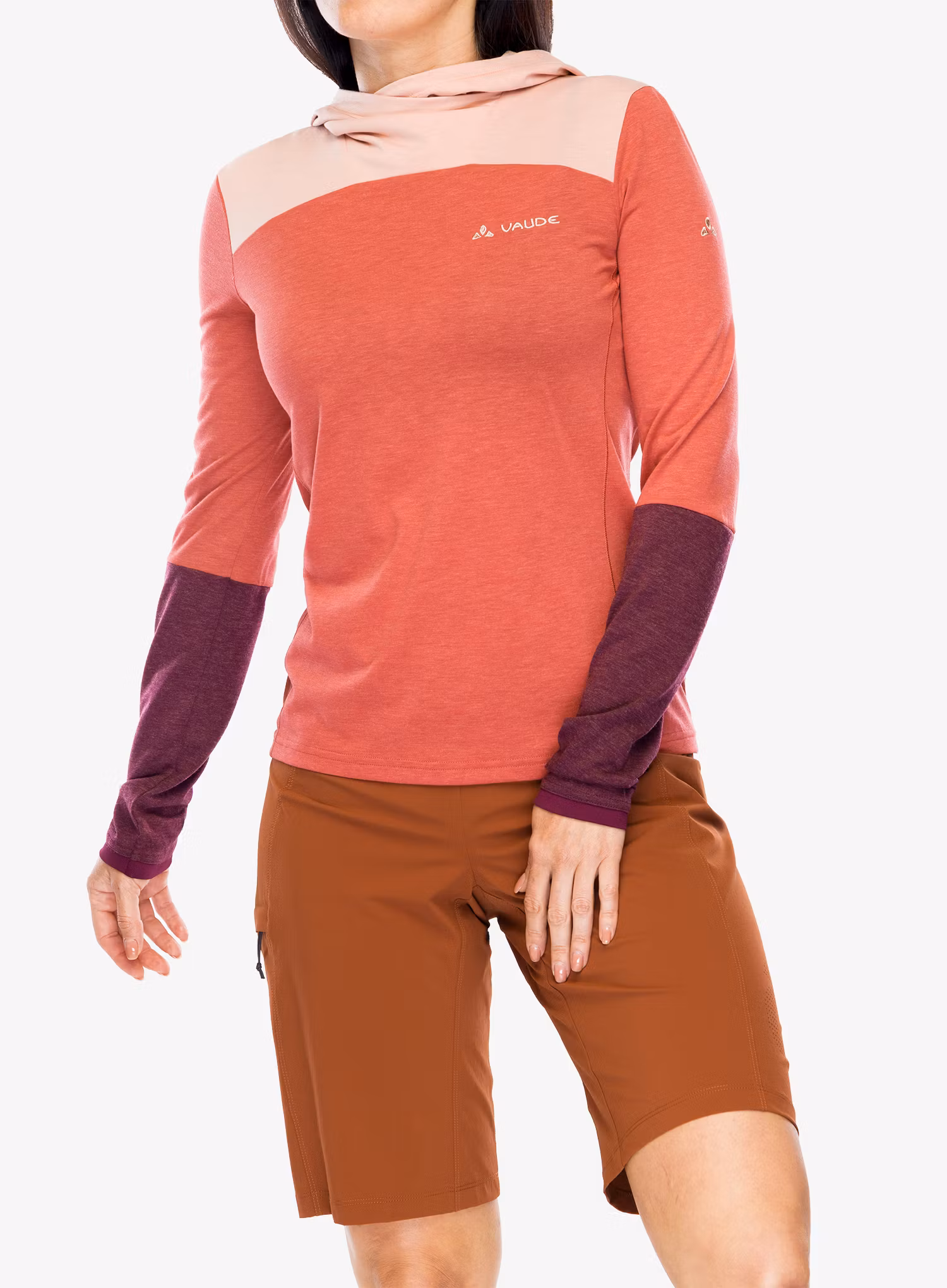 Dámska mikina s kapucňou Vaude Tremalzo LS Shirt - brick