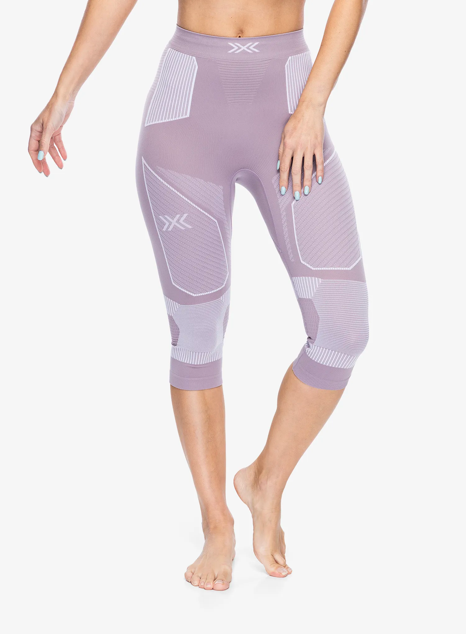 Dámske funkčné legíny X-Bionic Energy Accumulator Light Pants 3/4 - lavender/arctic white