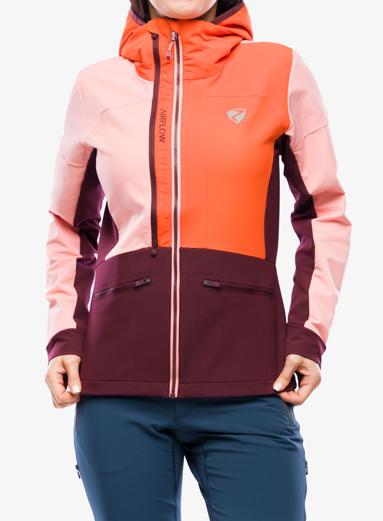Dámska mikina na zips Ziener Nasinah - pink vanilla/new red