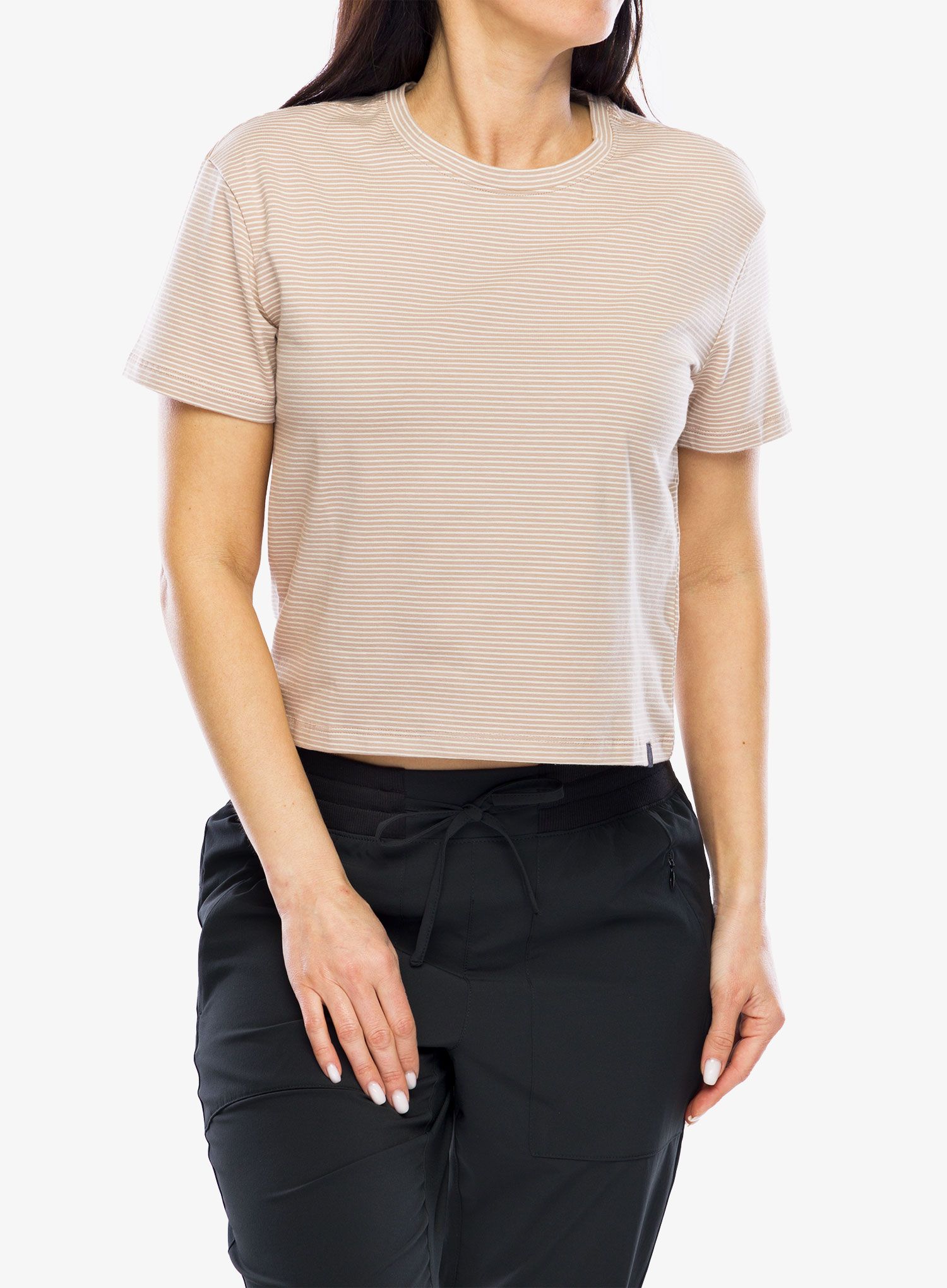 Bavlnené tričko dámske Black Diamond BD Stripe SS Tee - off white/pale mauve
