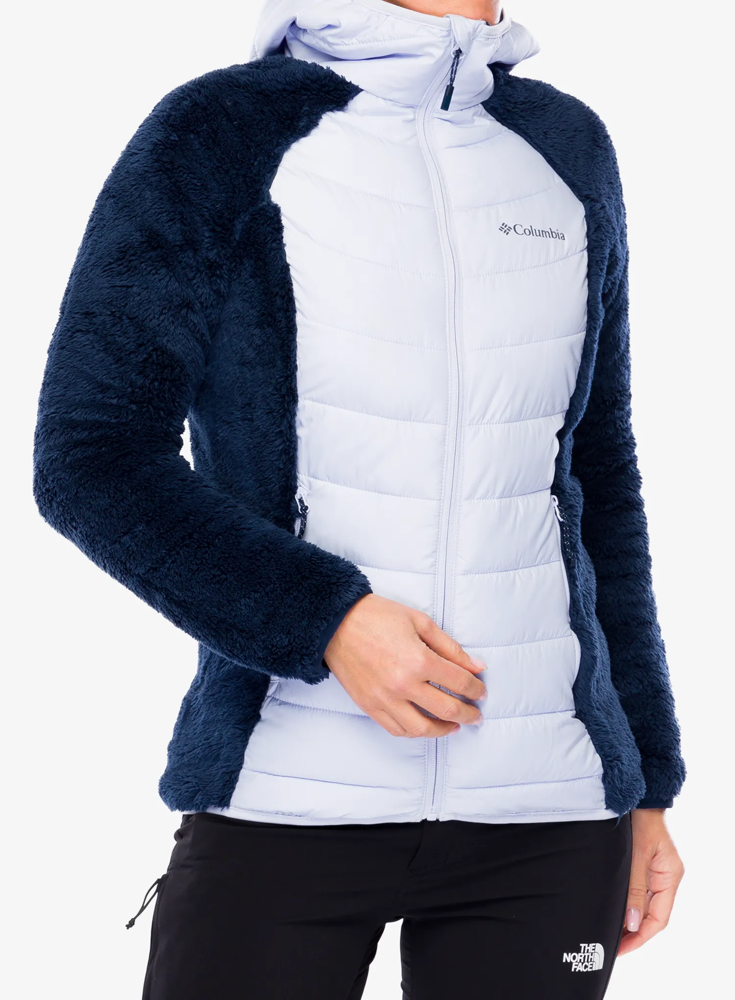 Bunda dámska Columbia Powder Lite II Sherpa Hybrid Jacket - collegiate navy/snowdrift