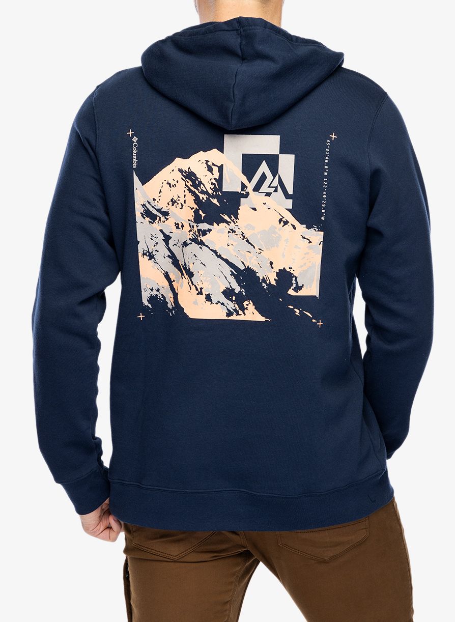 Mikina s kapucňou Columbia Trek Graphic Hoodie - collegiate navy/mountain air