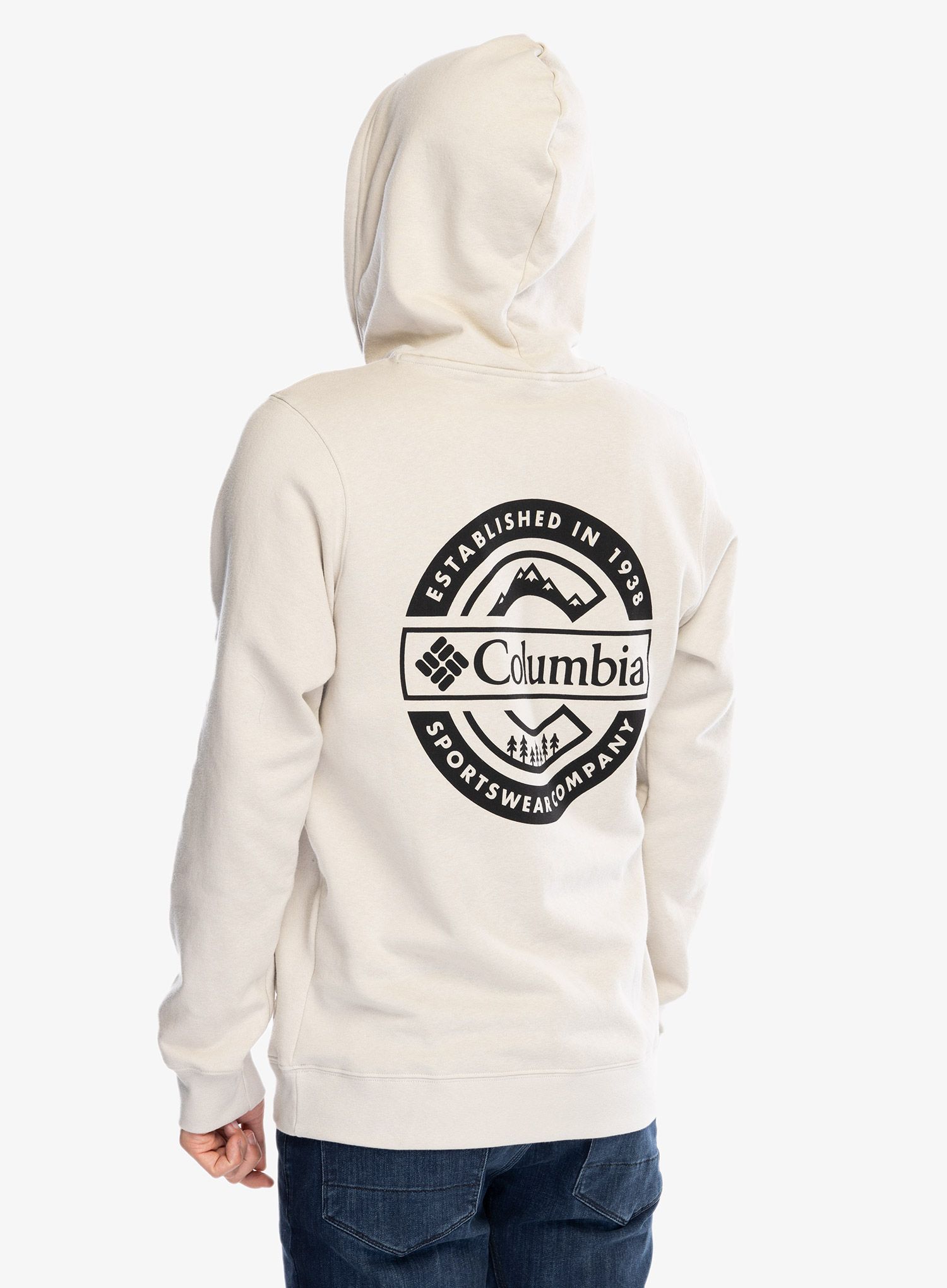 Mikina s kapucňou Columbia Trek Graphic Hoodie - dark stone/button badge
