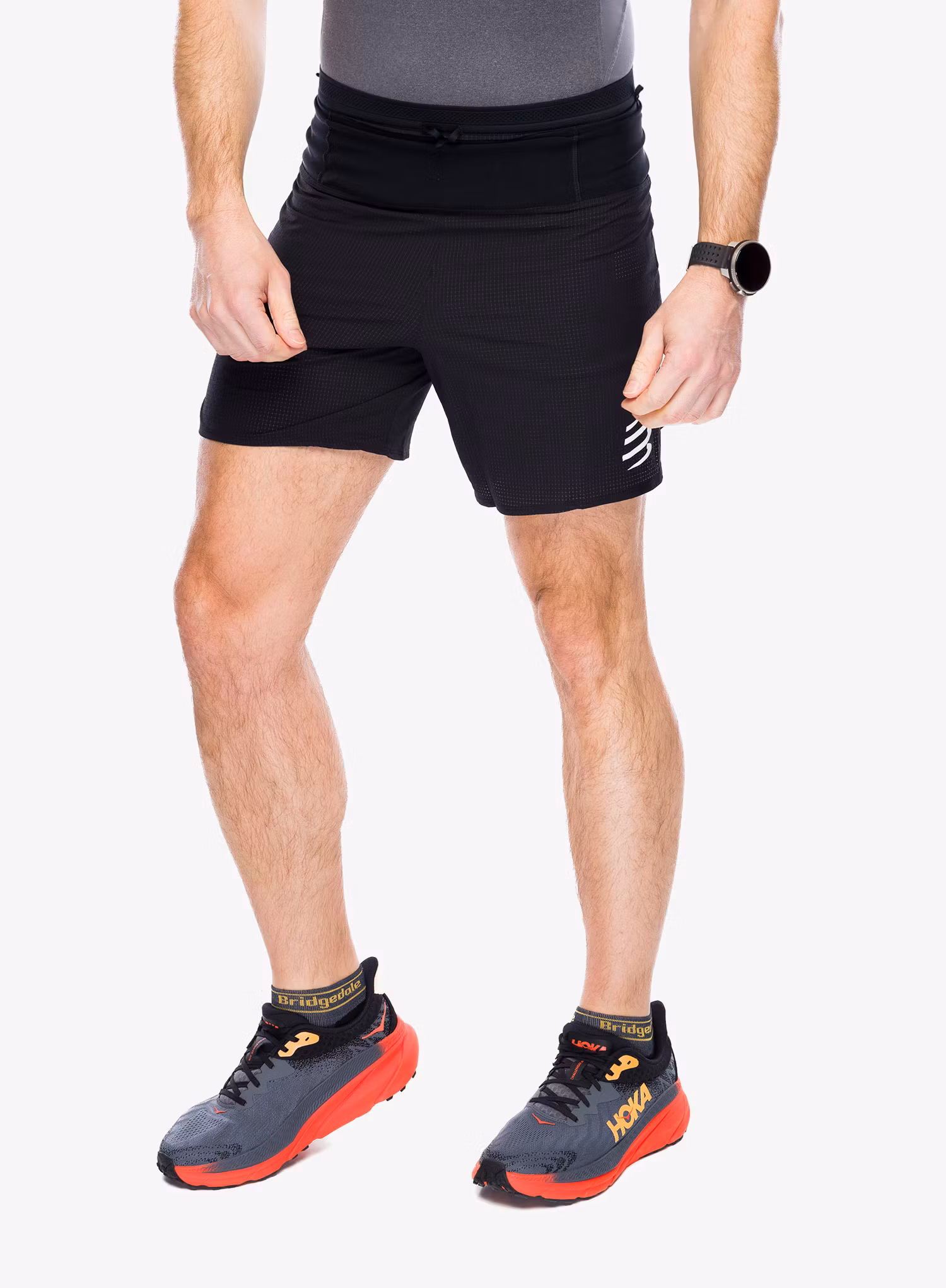 Bežecké kraťasy Compressport Trail Racing Overshort - black