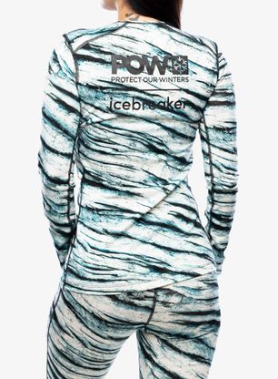 Funkčné tričko dámske Icebreaker Merino 200 Oasis LS Crewe POW AOP - snow aop