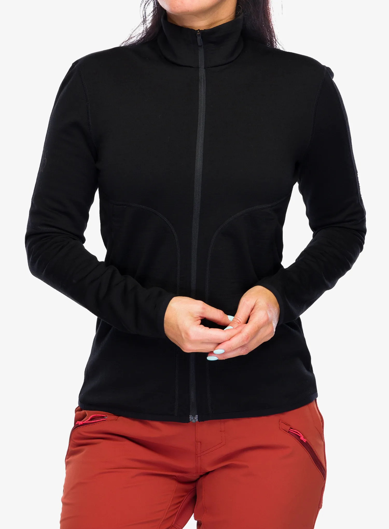 Mikina na zips dámska Icebreaker Merino 560 Realfleece Elemental II LS Zip - black