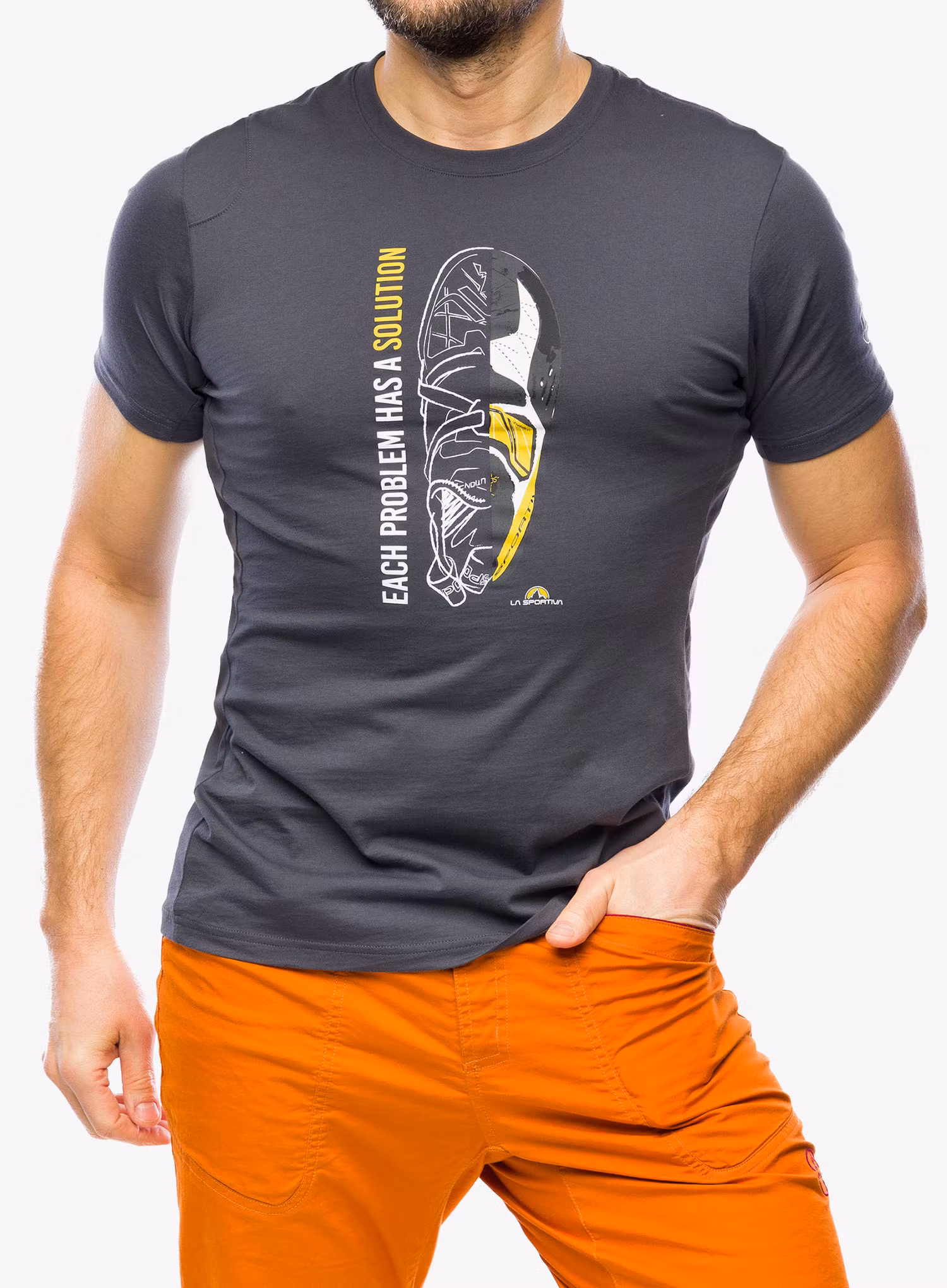 Tričko s potlačou La Sportiva Solution T-Shirt - carbon/yellow