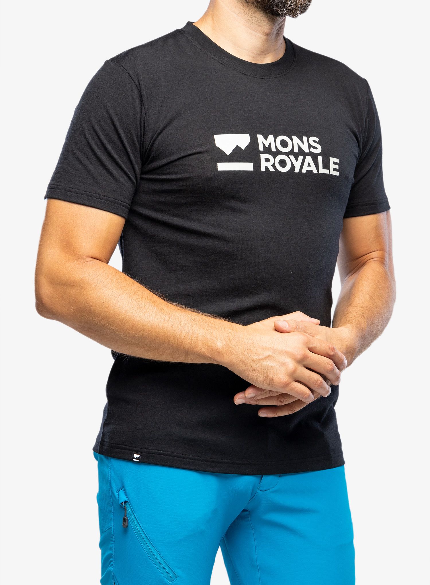 Cyklistické tričko Mons Royale Icon T-Shirt - black/brand lock up