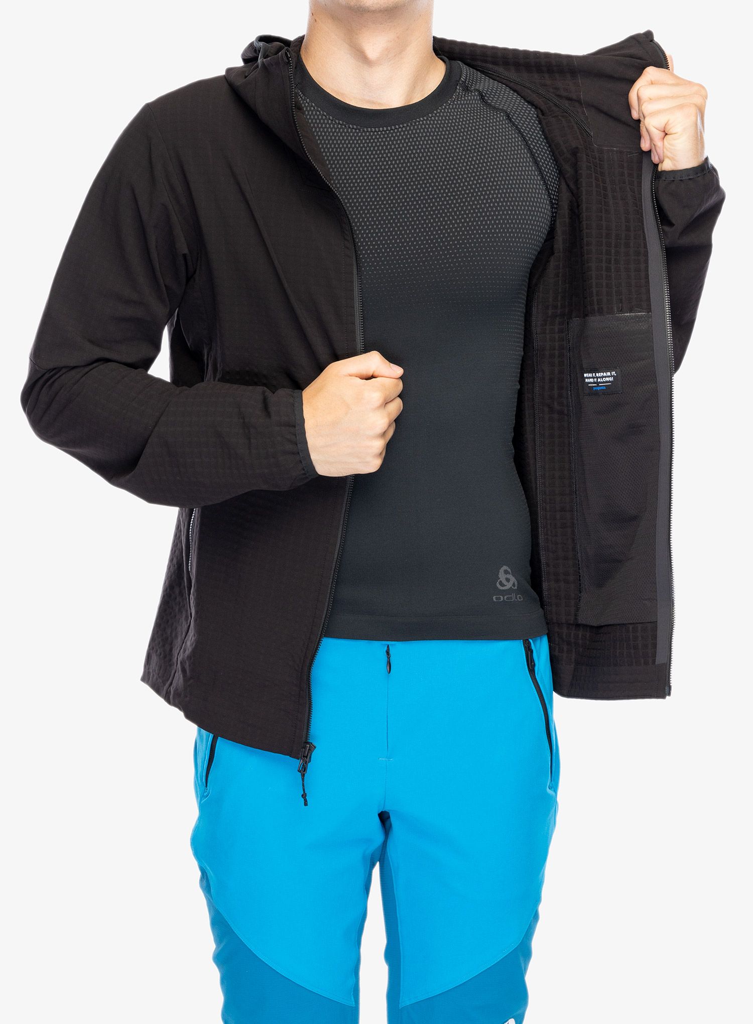 Softshellová bunda Patagonia R1 TechFace Hoody - black