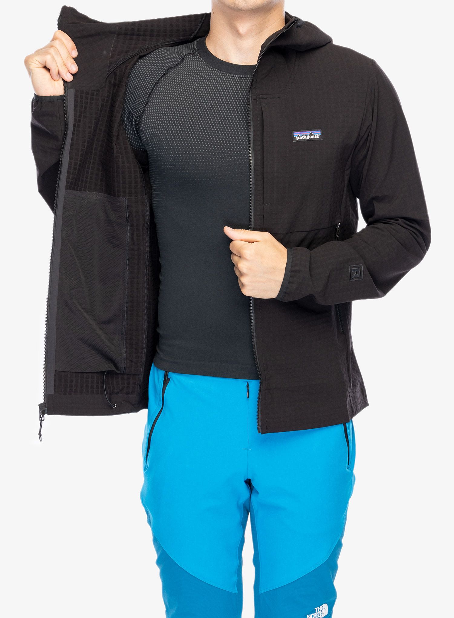 Softshellová bunda Patagonia R1 TechFace Hoody - black